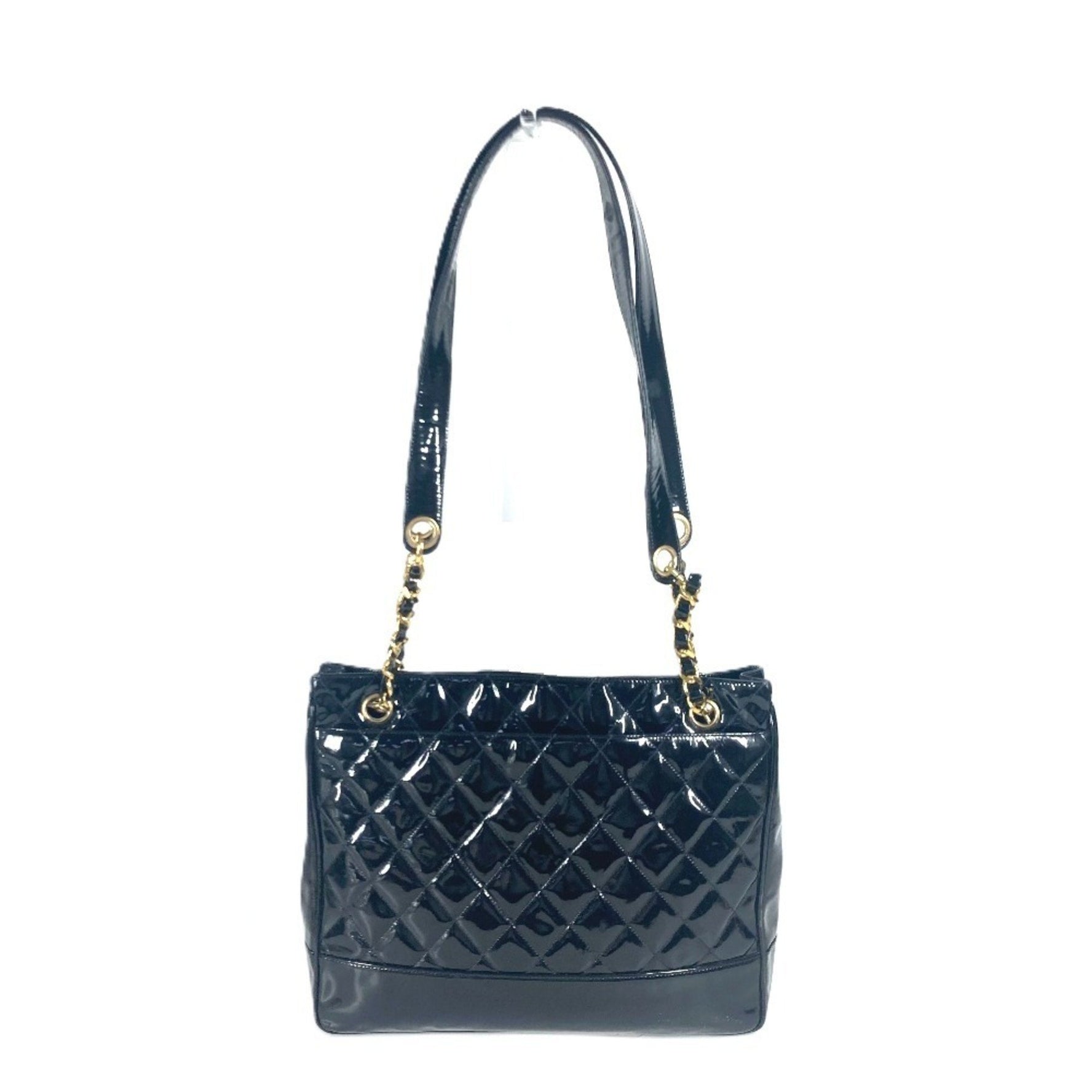 CHANEL Quilted Double Chain Shoulder Bag Enamel