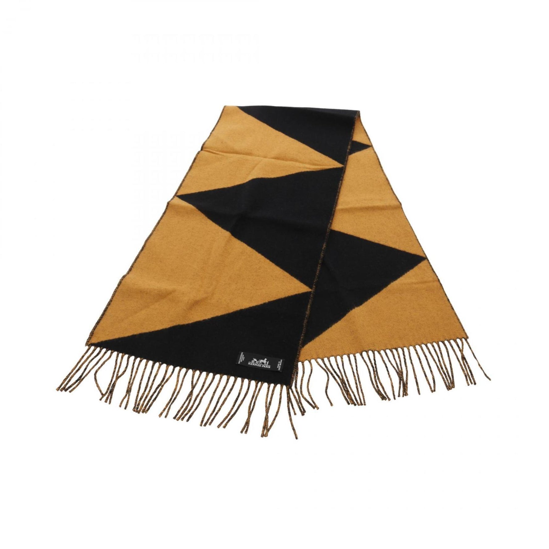 Hermes Kazak Zigzag Scarf Clothing Cashmere Black Orange