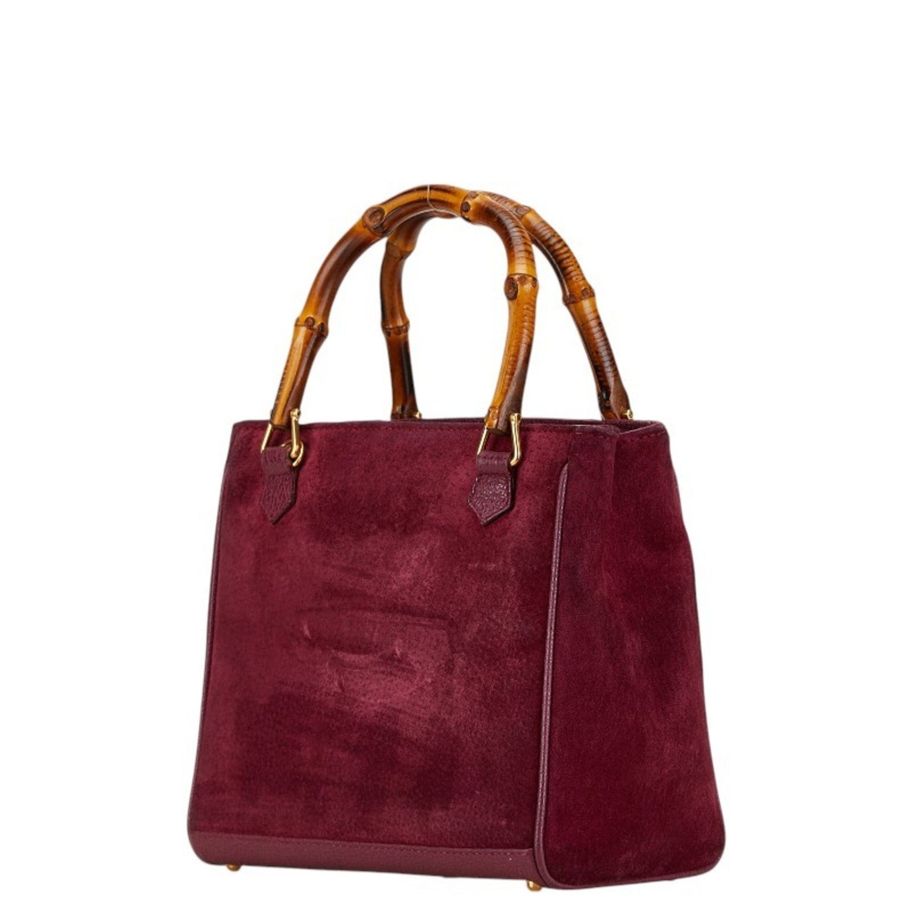 Gucci Bamboo Handbag 000 122 0316 Purple Brown Suede
