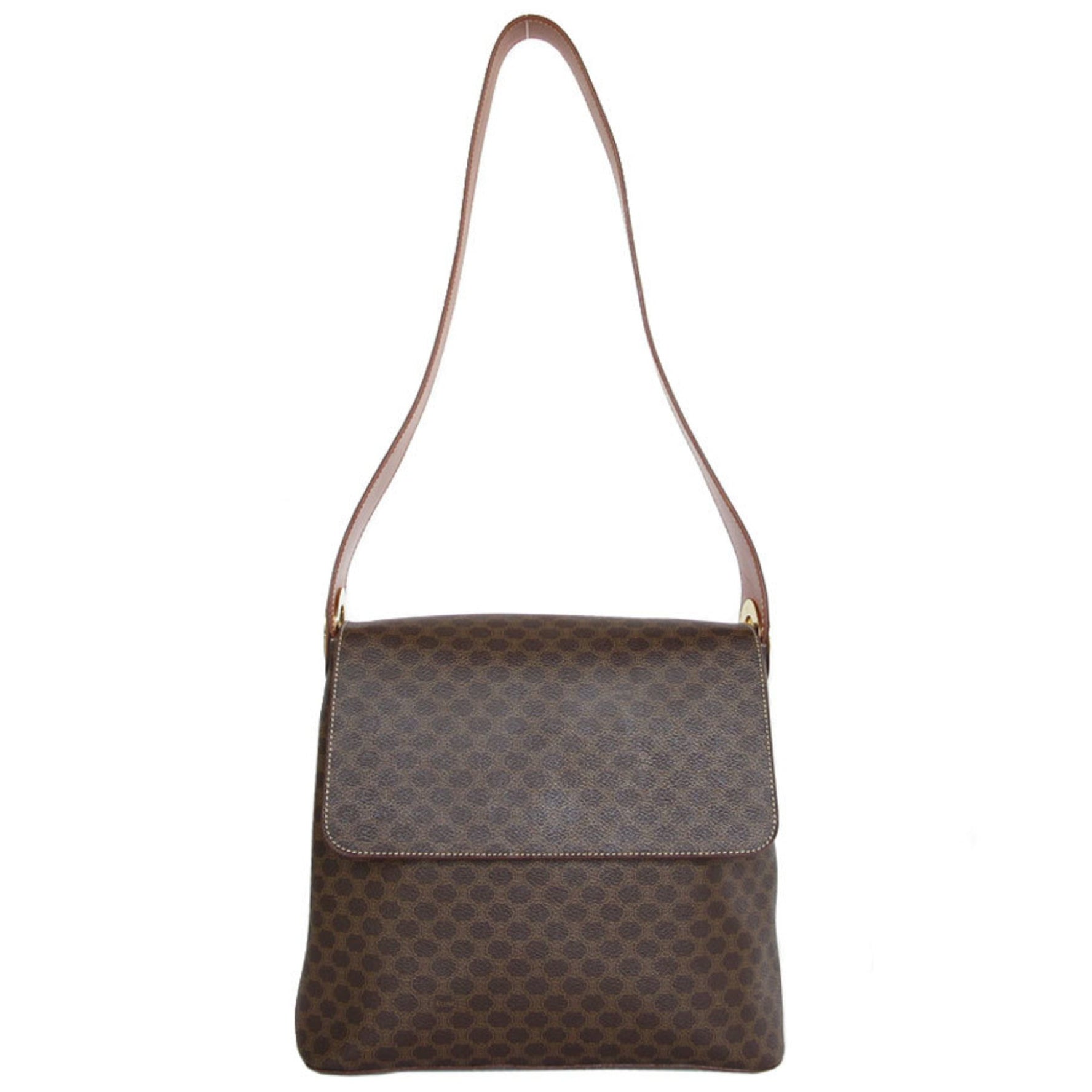Celine Shoulder Bag, Macadam Leather, and Gold