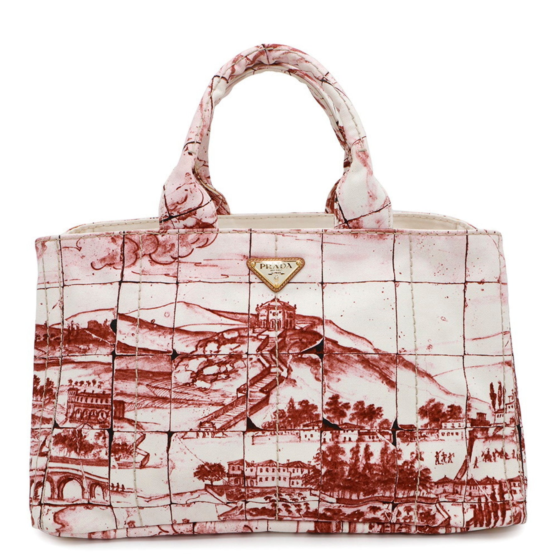 Prada Tote Bag Canapa Canvas White