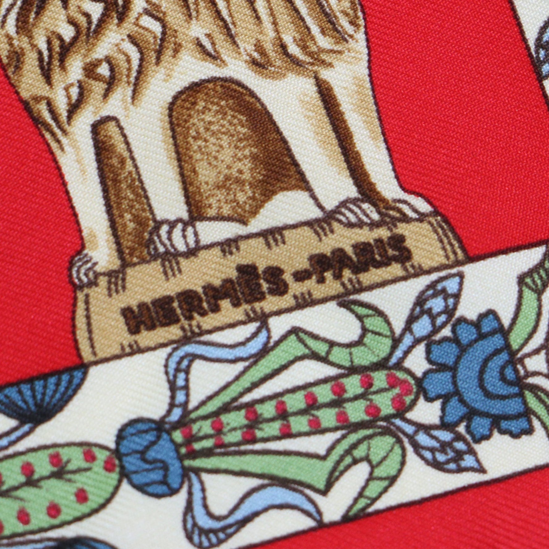HERMES Carre 45 TORANA Silk Print Scarf Muffler Red
