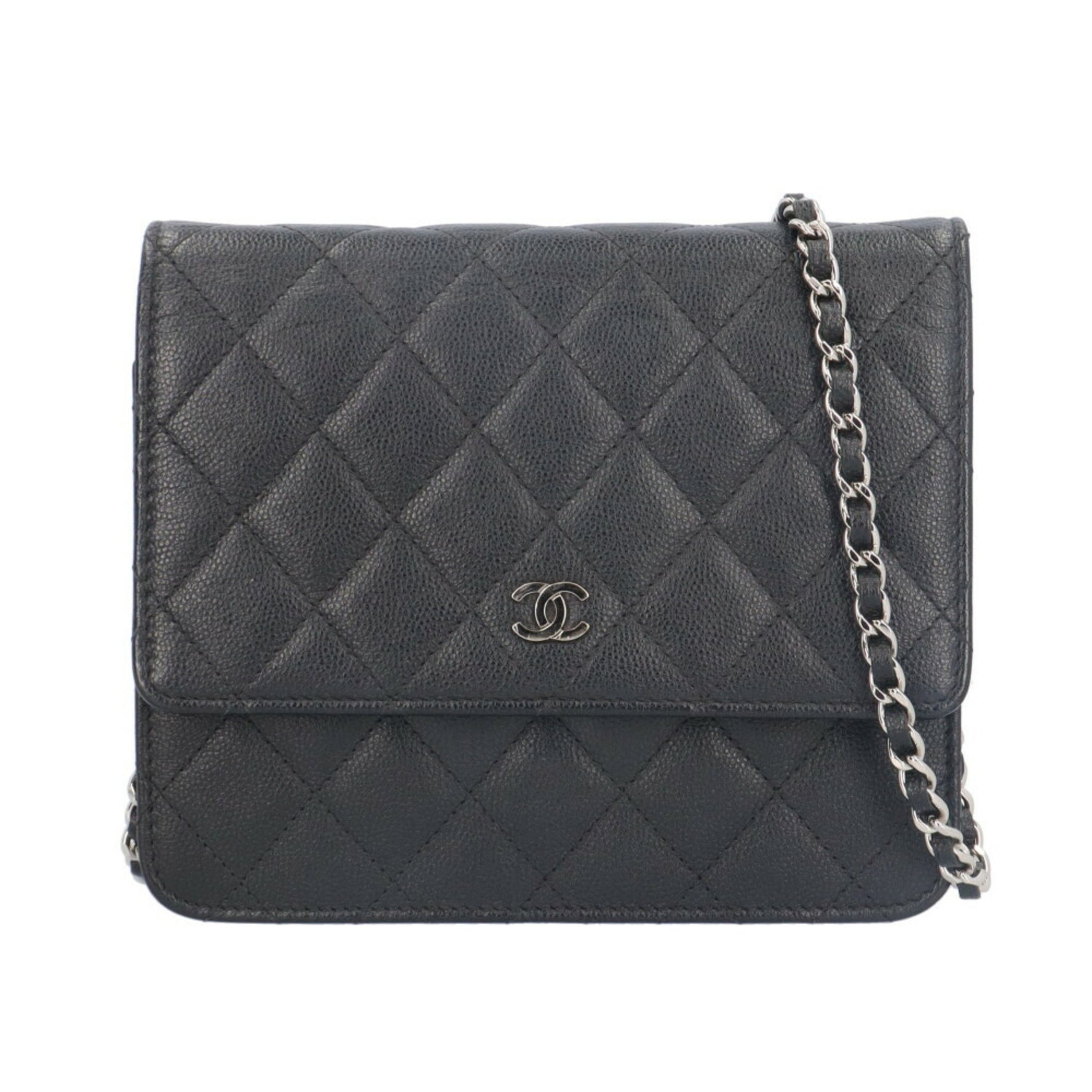 Chanel Matelasse Shoulder Bag in Caviar Skin, and Chain Wallet