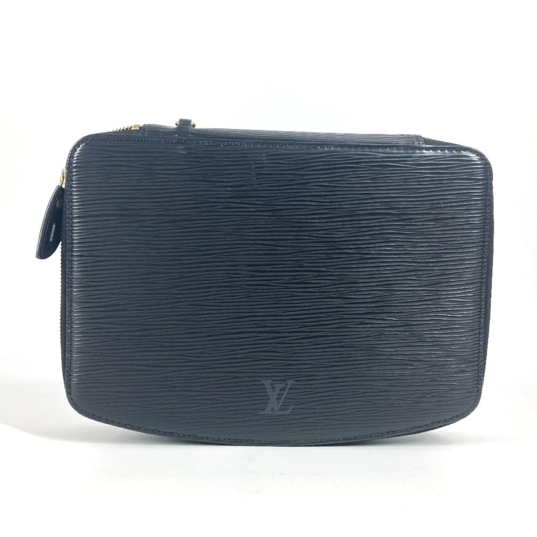 HERMES Epi Poche Monte Carlo Makeup Pouch Jewelry Case Multi-Pouch Leather Noir