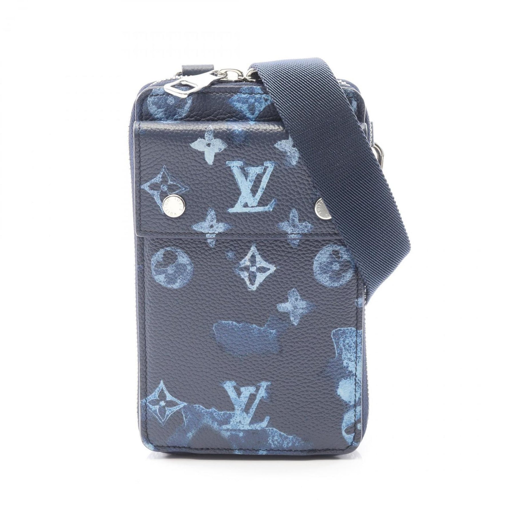Louis Vuitton Phone Pouch Shoulder Bag in PVC-Coated Canvas with Monogram Watercolor, Blue