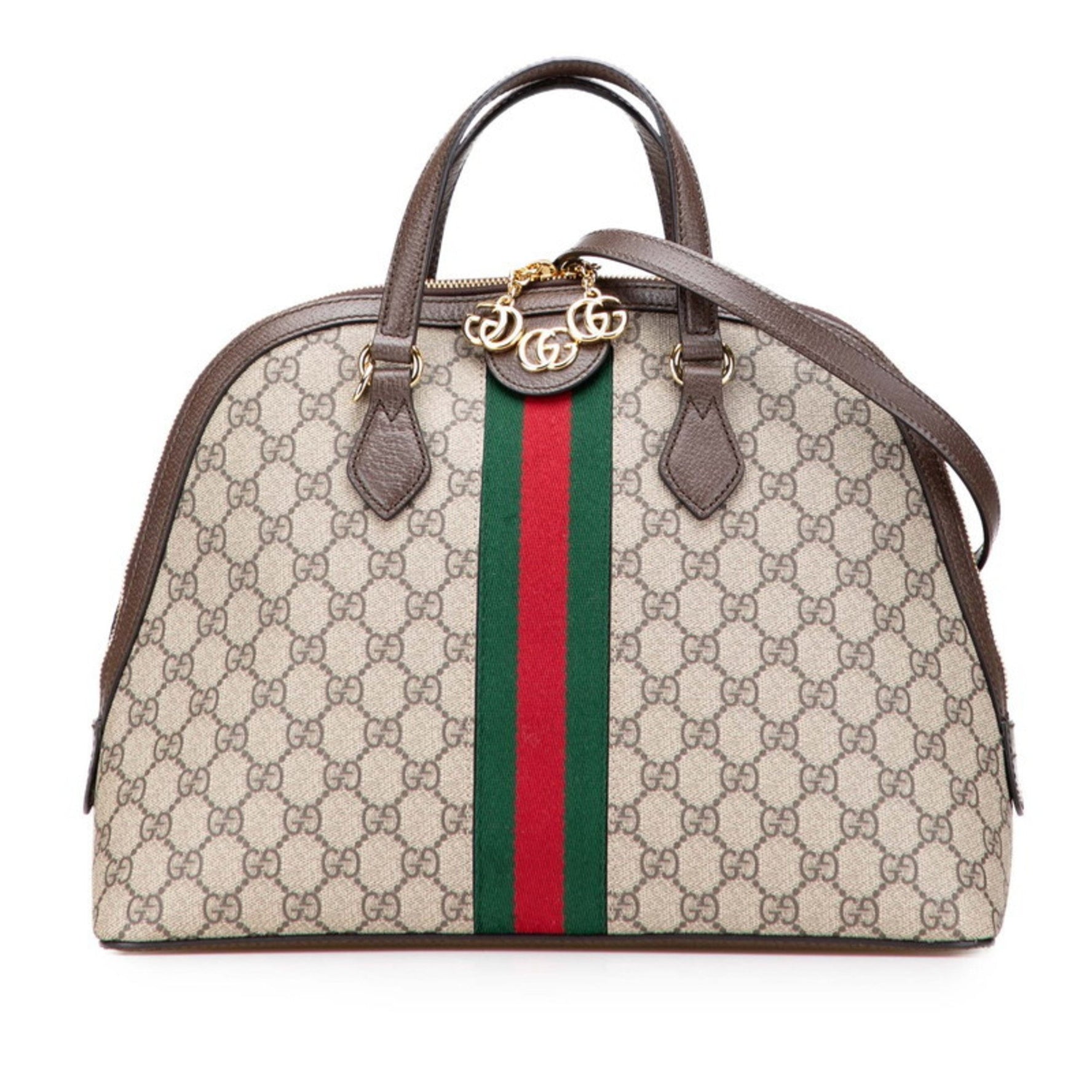 Gucci GG Supreme Sherry Line Shoulder Bag/Handbag Beige/Brown Leather