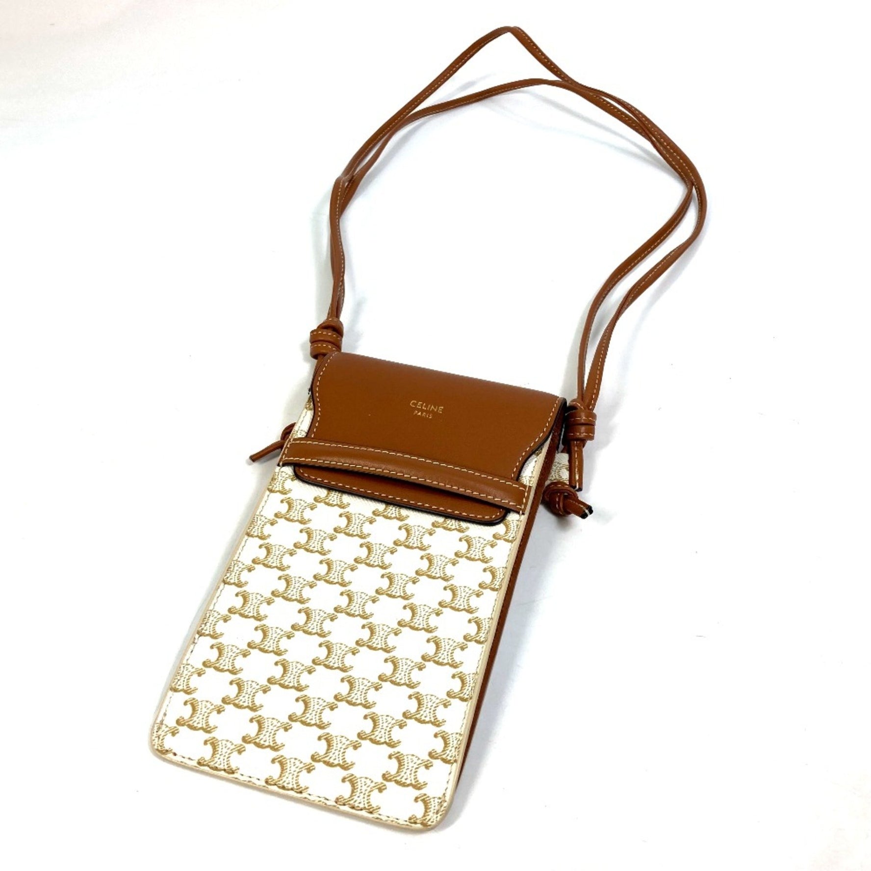 CELINE triomphe phone case Bag Shoulder Bag Pochette Smartphone case White