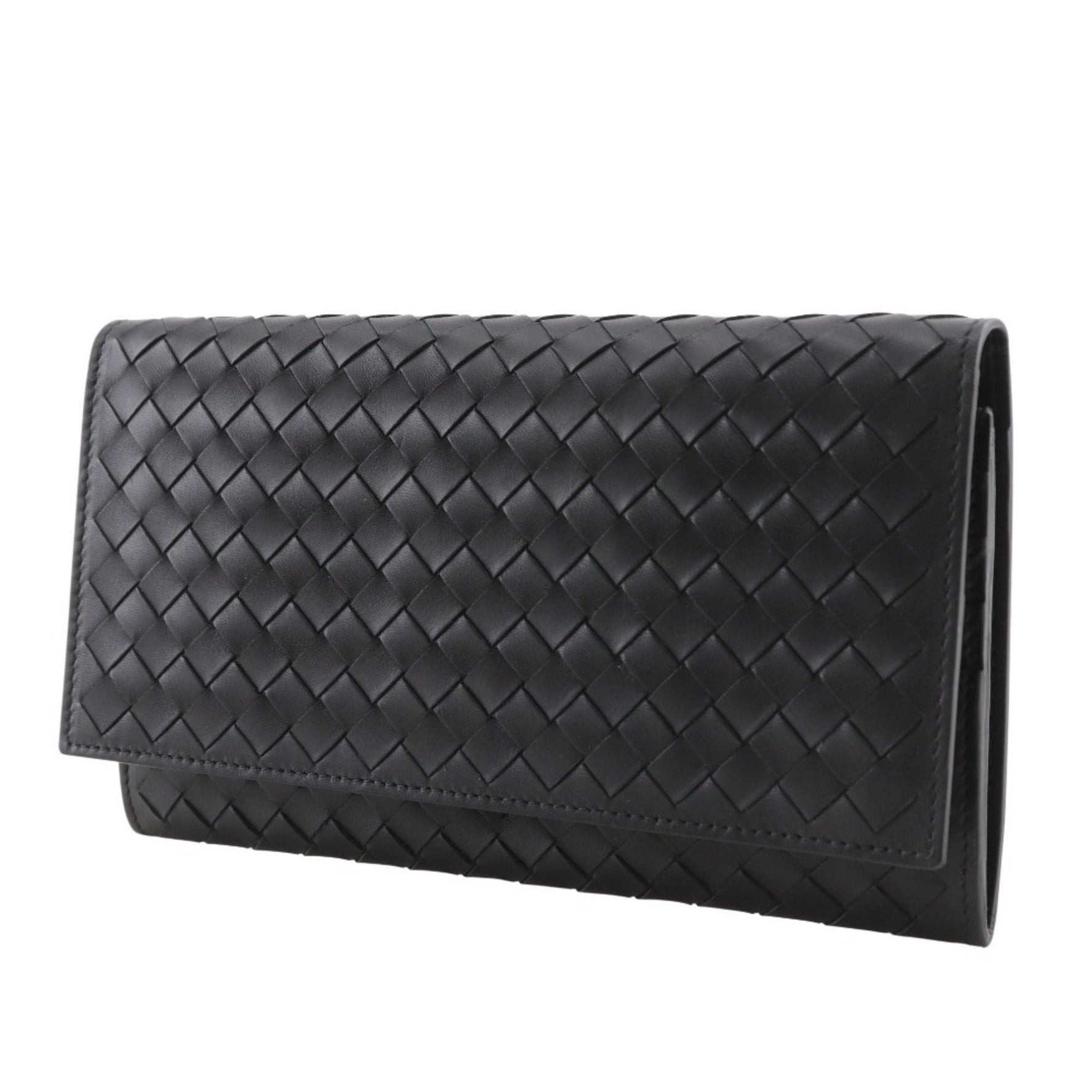 Bottega Veneta Intrecciato long wallet, bifold, calfskin, made in Italy, open