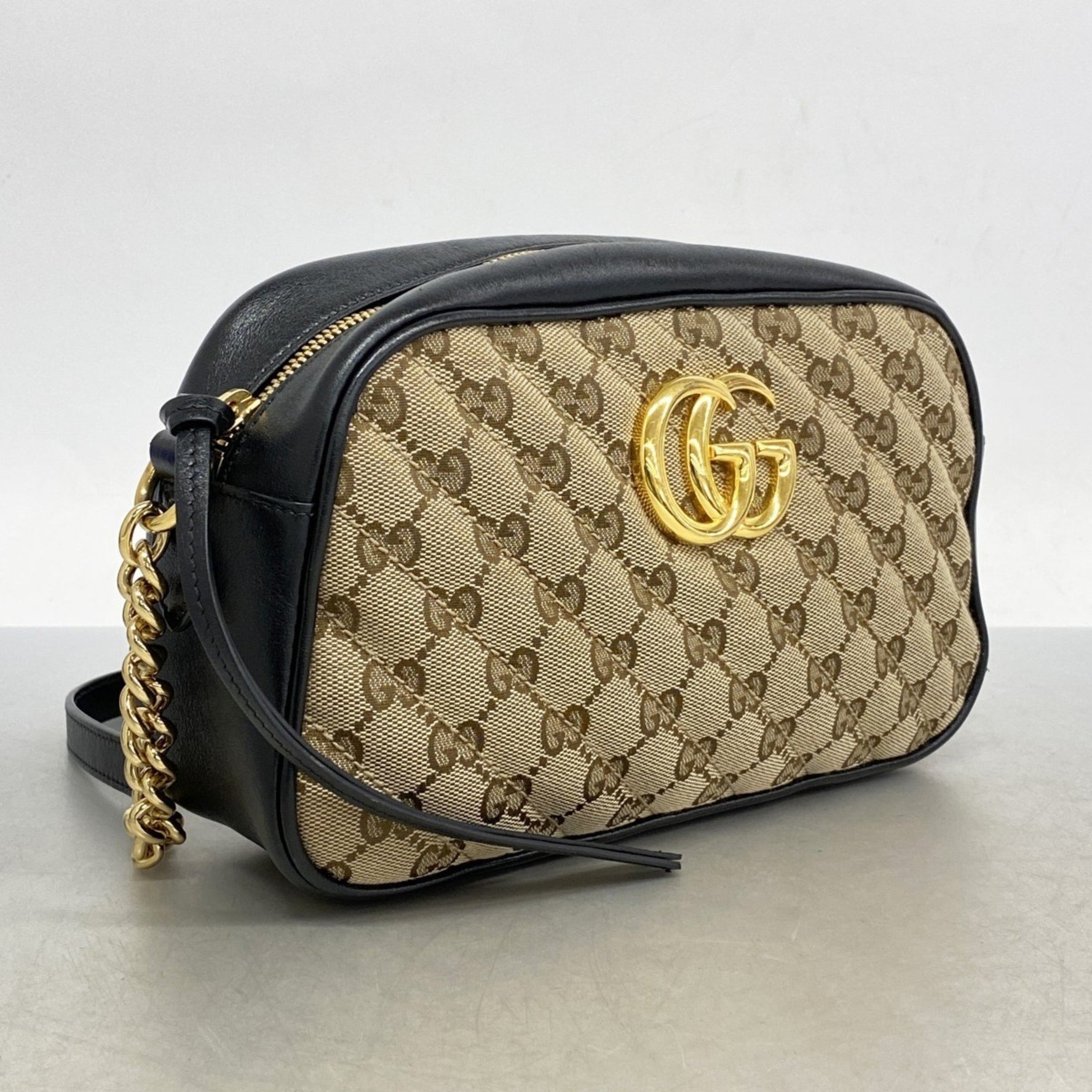 Gucci GG Marmont Shoulder Bag Canvas Brown Black
