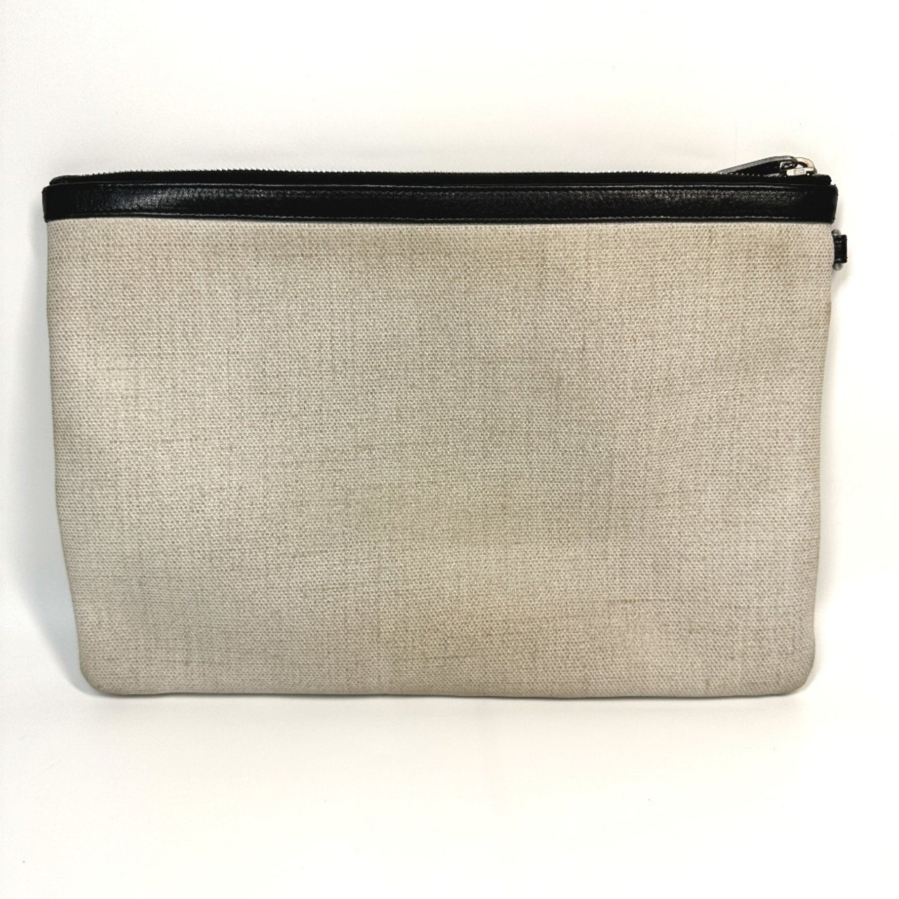 Saint Laurent Paris Pouch RIVE GAUCHE Clutch Bag Coated Canvas Leather Men's Grey