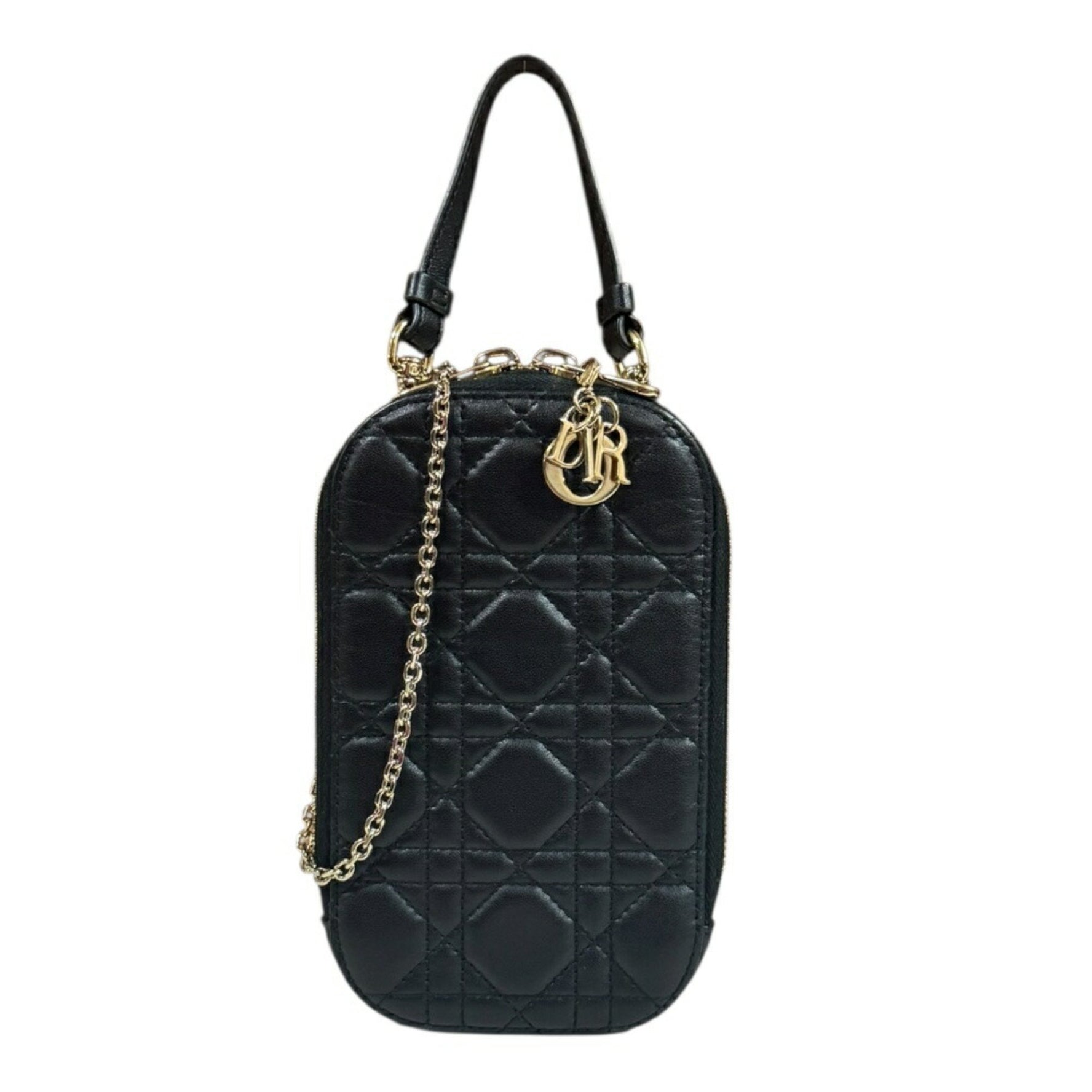 Christian Dior Dior Lady Corin Cannage Shoulder Bag in Lambskin with Chain Phone Holder