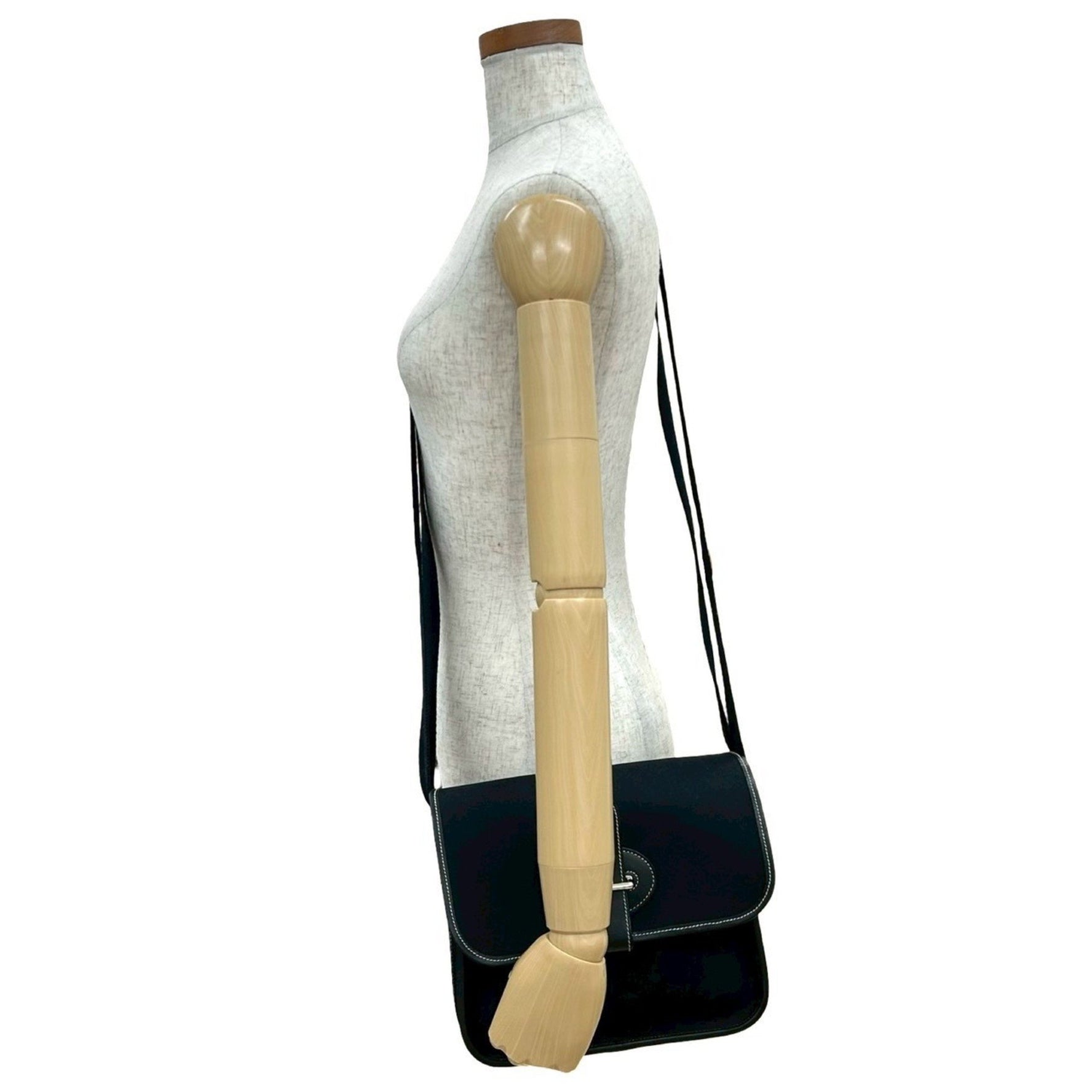 HERMES Buenaventura PM Toile Officier Leather Mini Shoulder Bag/Pochette in