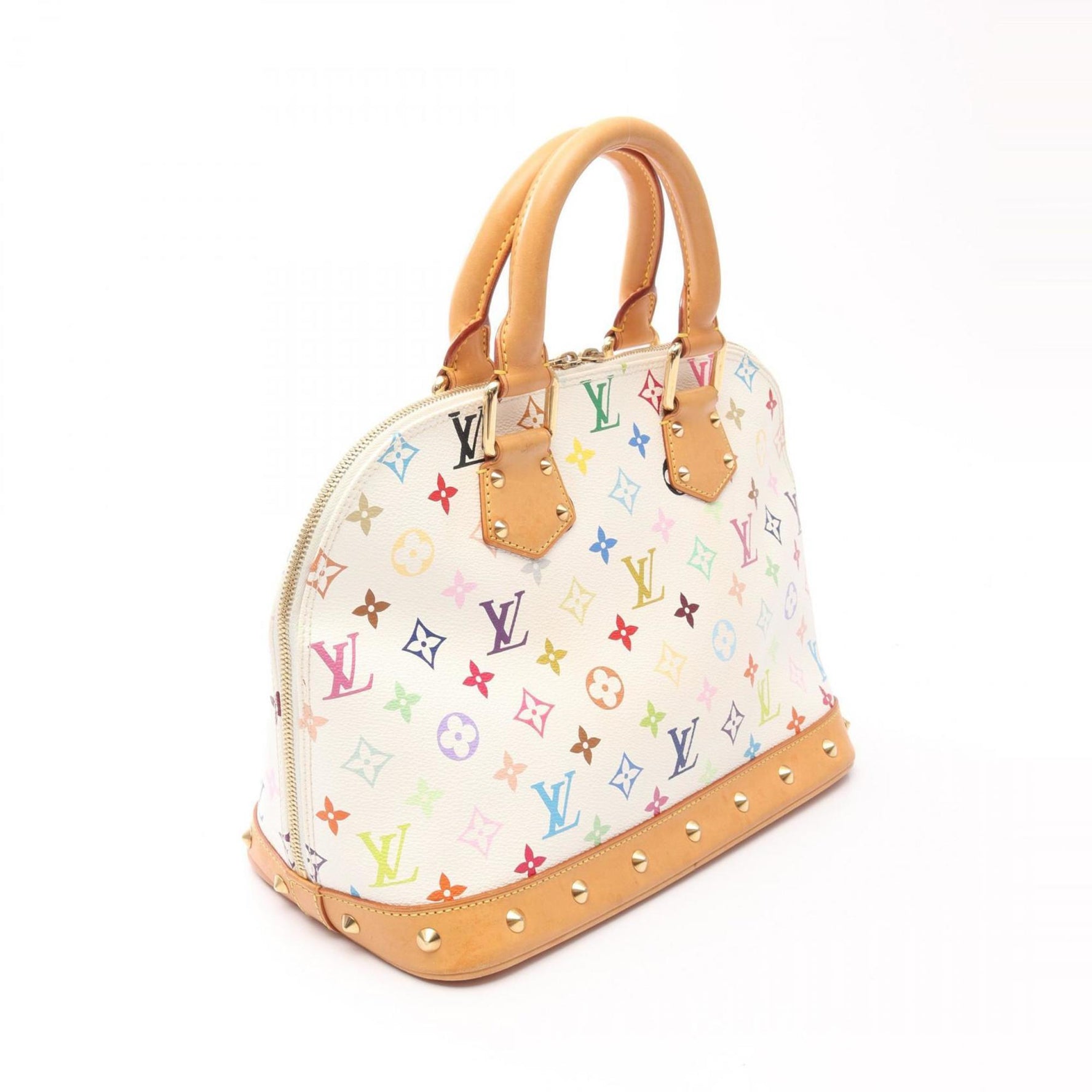 Louis Vuitton Alma Handbag, Coated Canvas and Leather, Monogram Multicolore, White