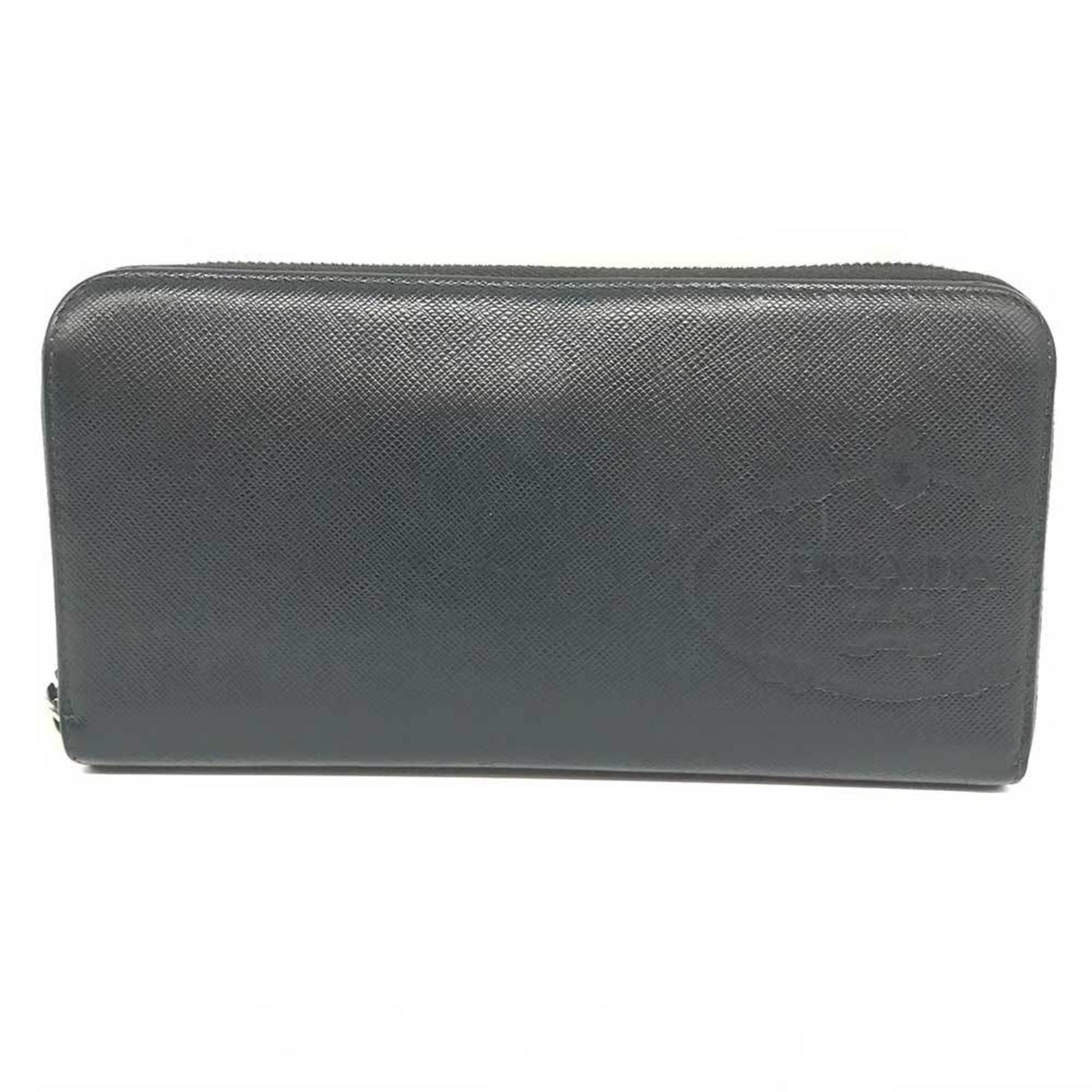 Prada Round Saffiano Leather Nero Long Wallet