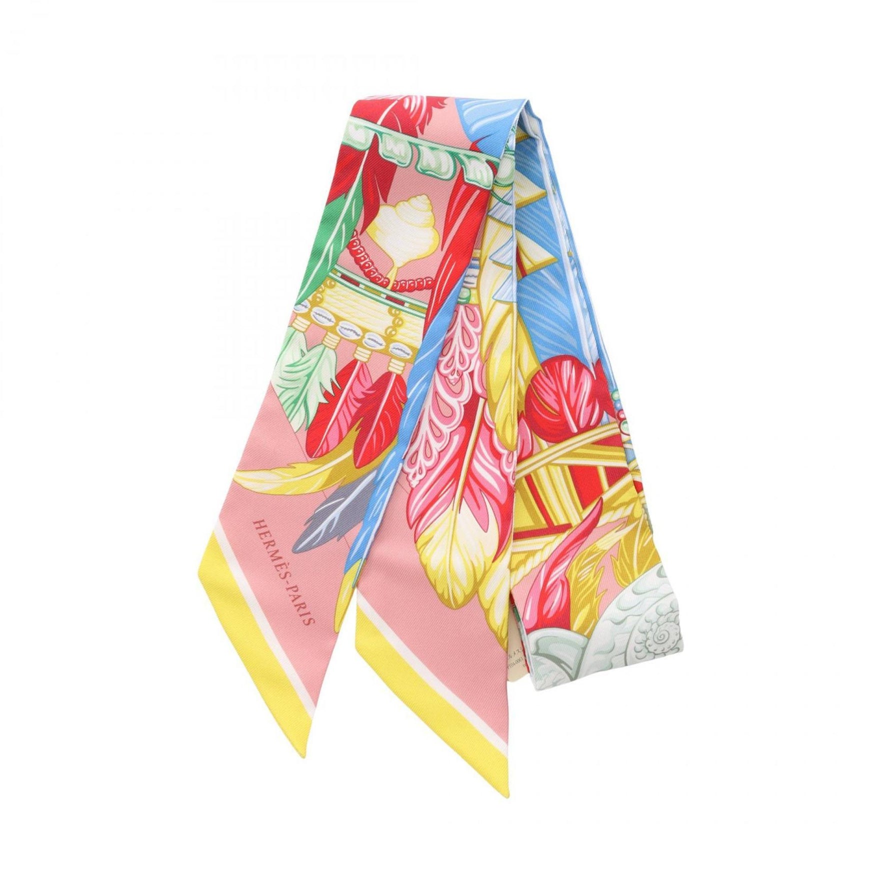 Hermes Hermès Danse Pacifice Twilly Silk Scarf in Multicolored Pink