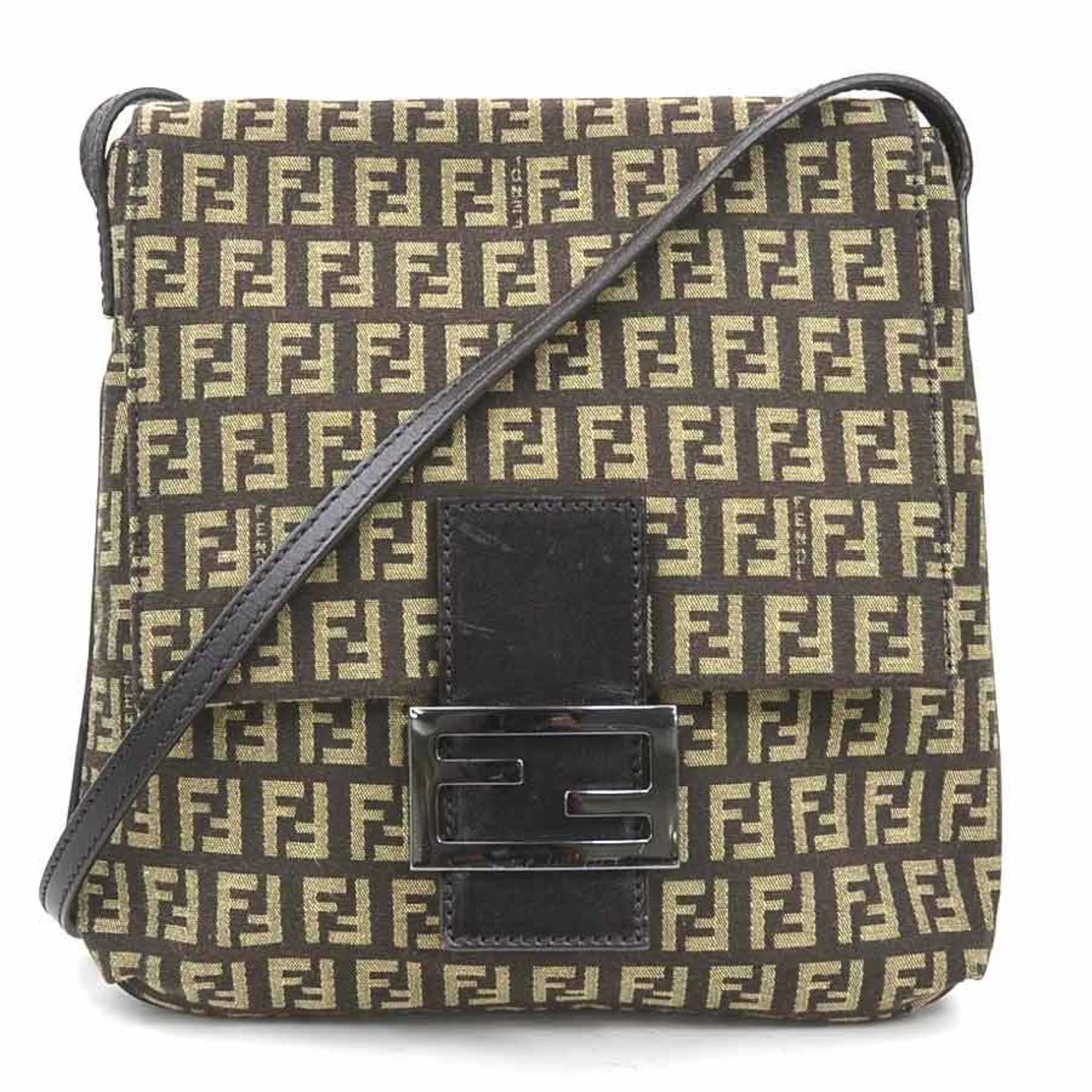 Fendi Zucchino Shoulder Bag in Nylon Canvas and Leather Women