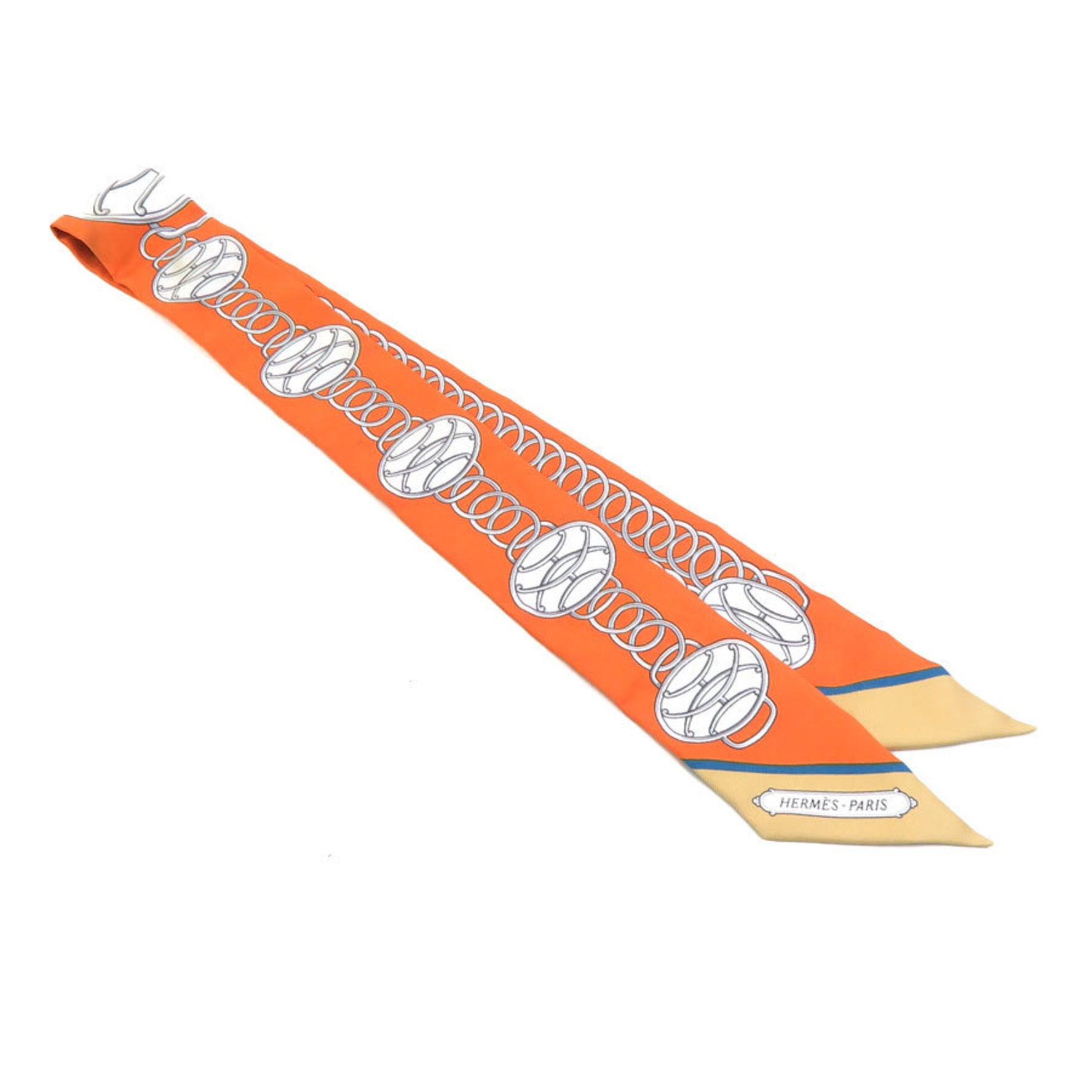 Hermes Scarf/Muffler Twilly Silk Orange Multicolor