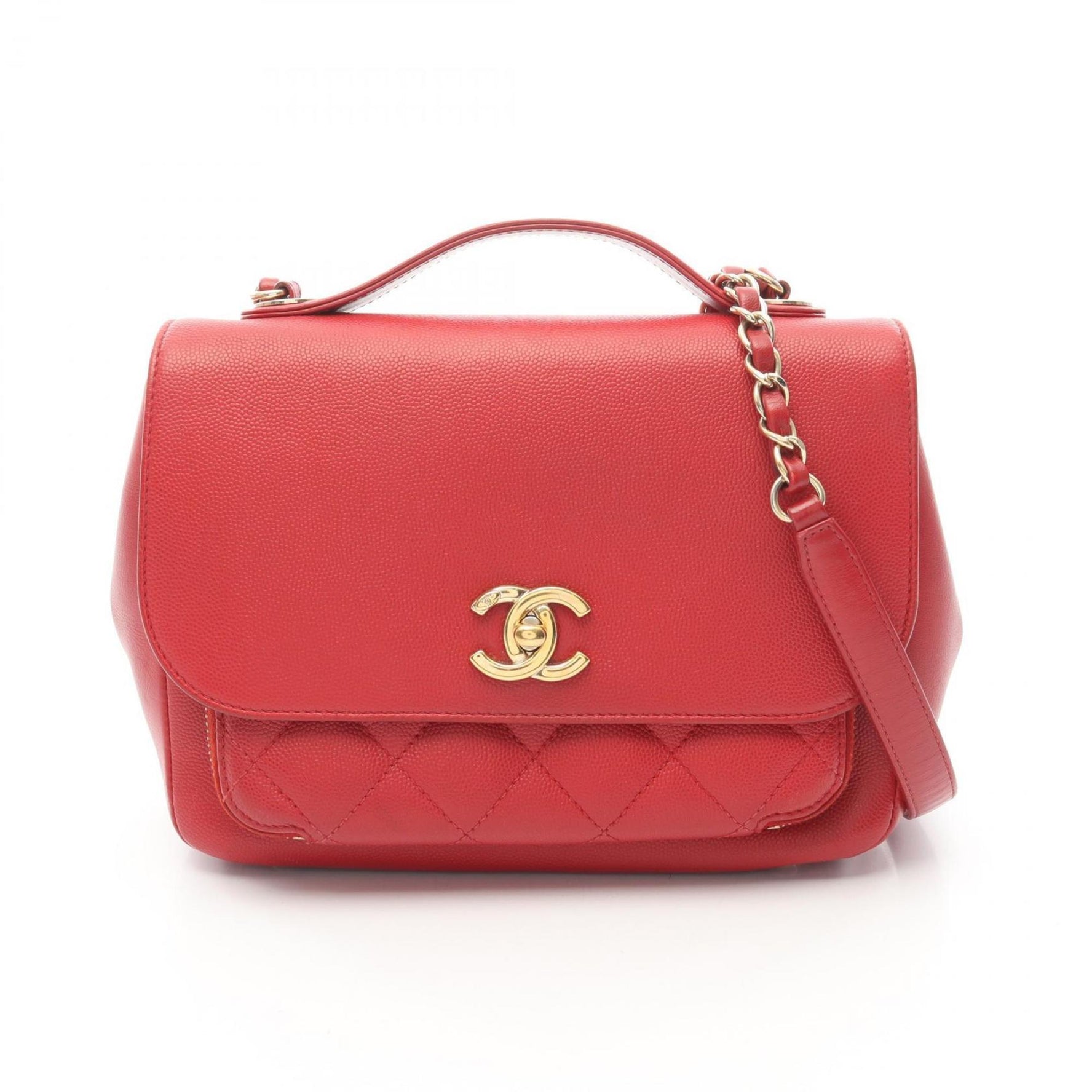 CHANEL Matelasse Shoulder Bag Calf Leather (Cowhide) Red