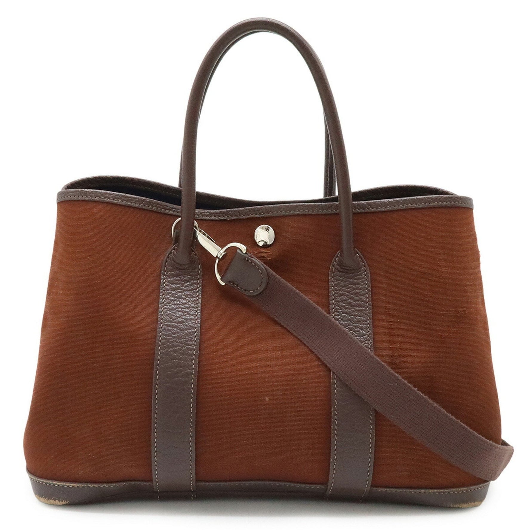 HERMES Garden TPM Tote Bag, Handbag, Shoulder Toile Officier, Canvas, Leather