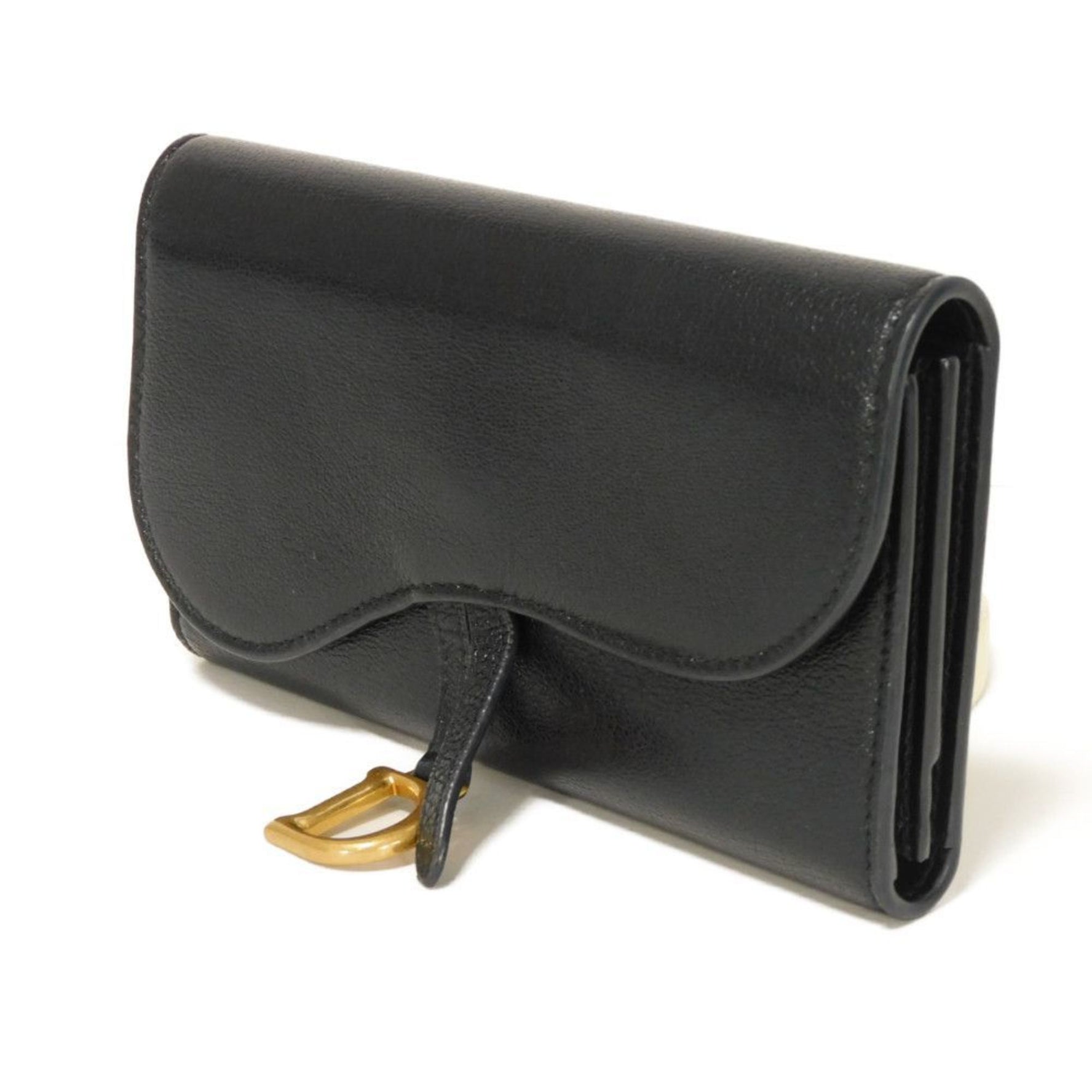 Christian Dior Dior Saddle Goat Leather Tri-fold Flap Wallet D Men's and