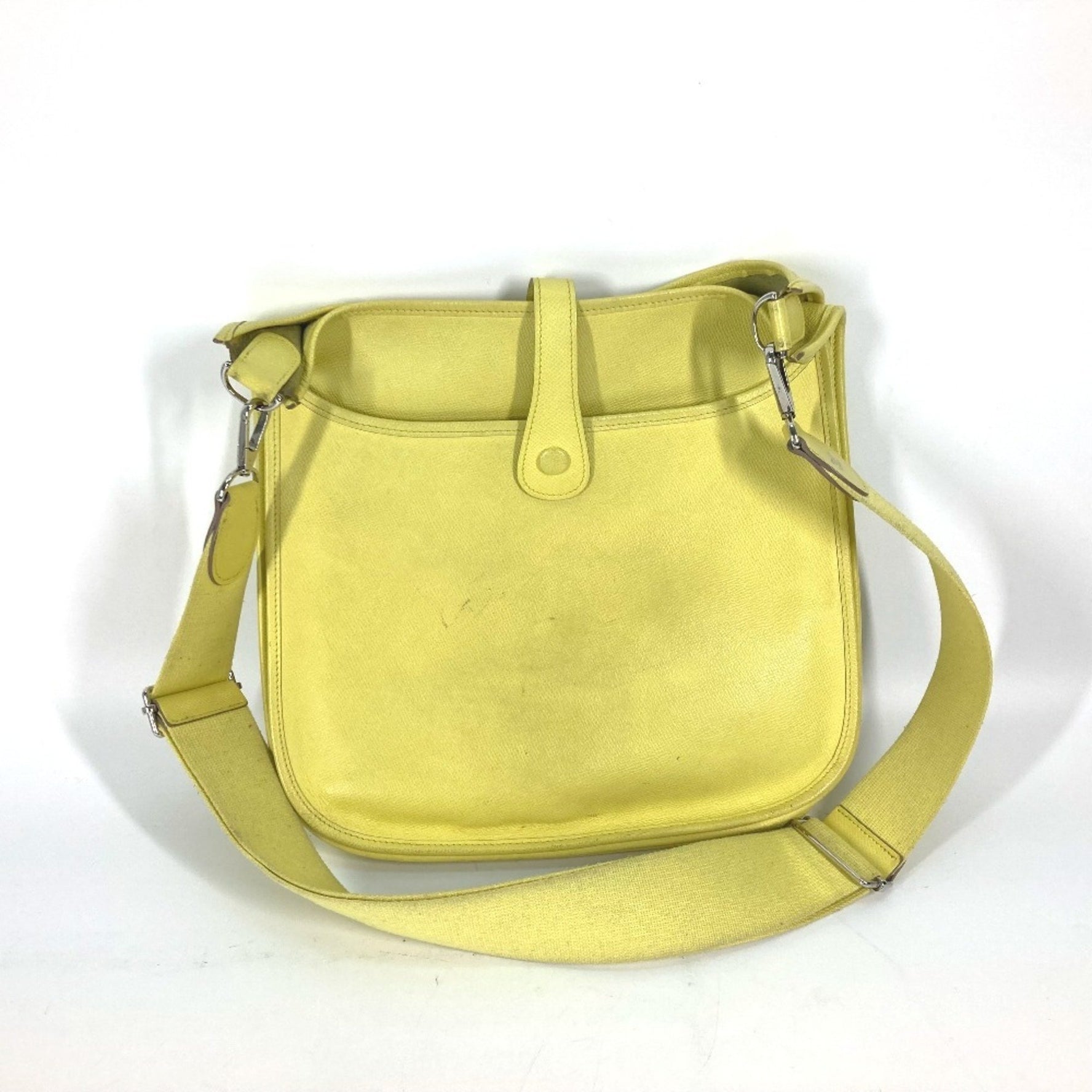 HERMES Evelyn 3 GM Crossbody Bag with Perforated Logo, Epson, Lime Yellow