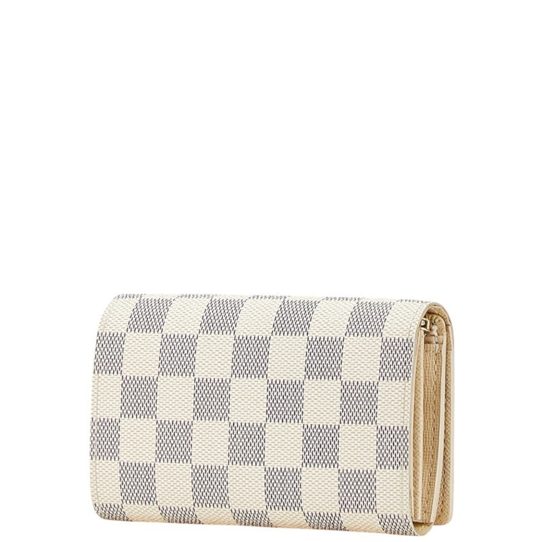 Louis Vuitton Damier Azur Portefeuille Tresor L-shaped Bi-fold Wallet PVC Leather