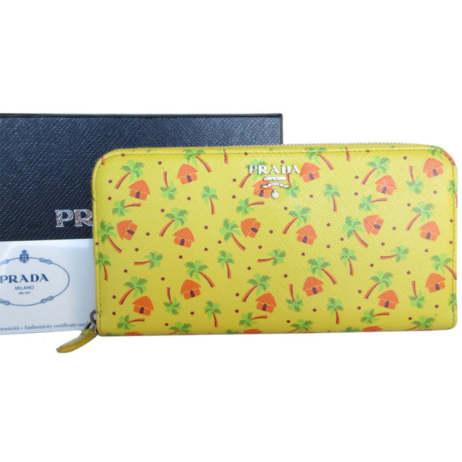 PRADA Round Long Wallet Leather