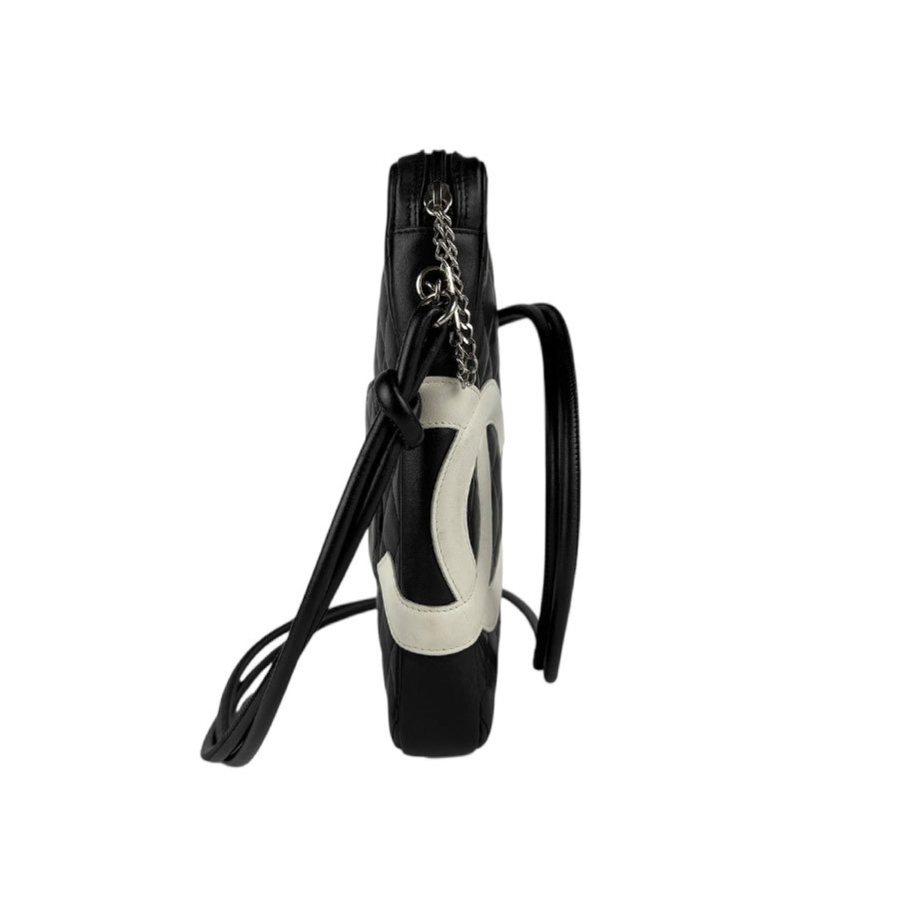CHANEL Shoulder Bag Cambon Line Lambskin Black x White