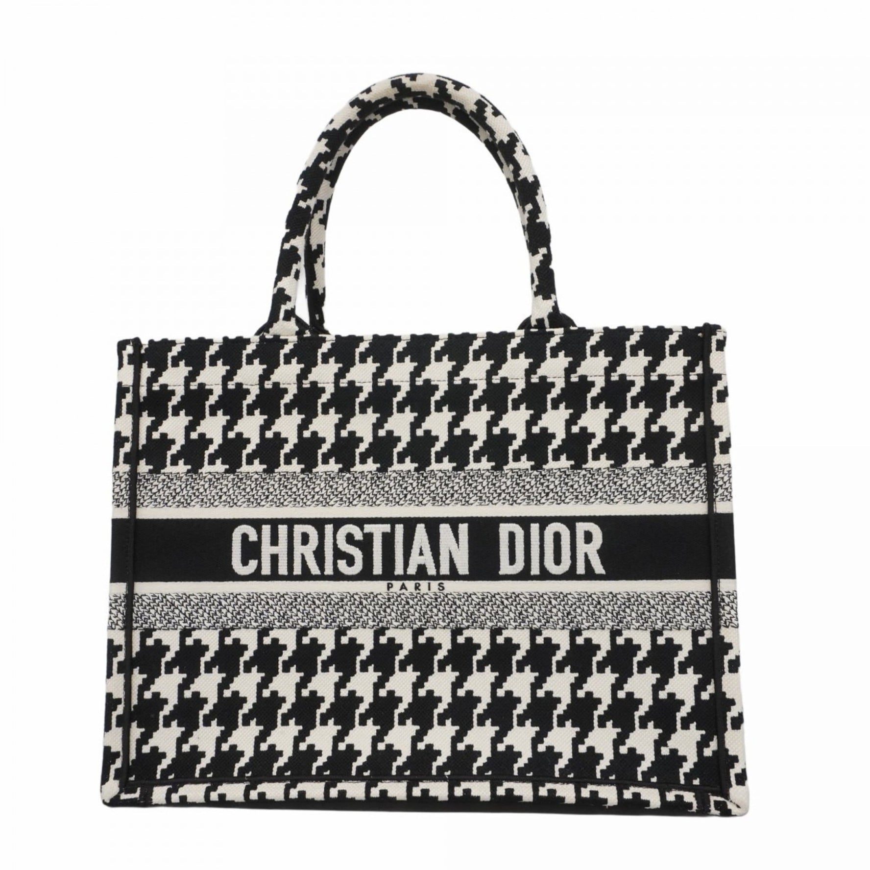 Christian Dior Tote Bag Book Canvas White Black