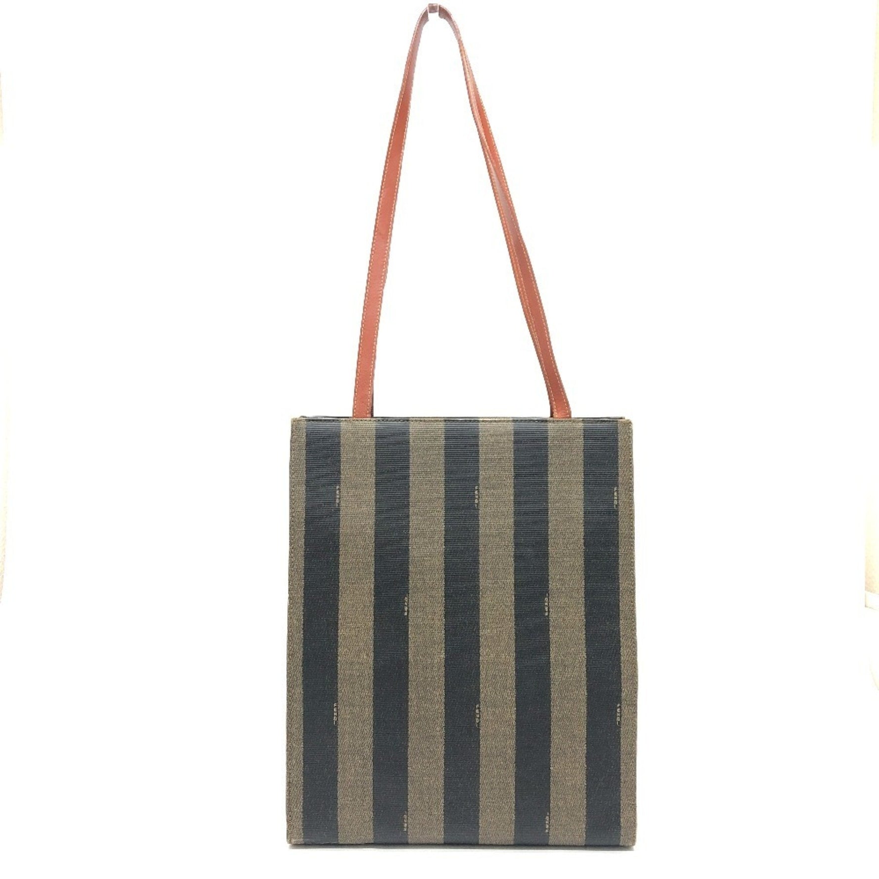 FENDI Pecan Logo Tote Bag, Shoulder PVC/Leather, Khaki