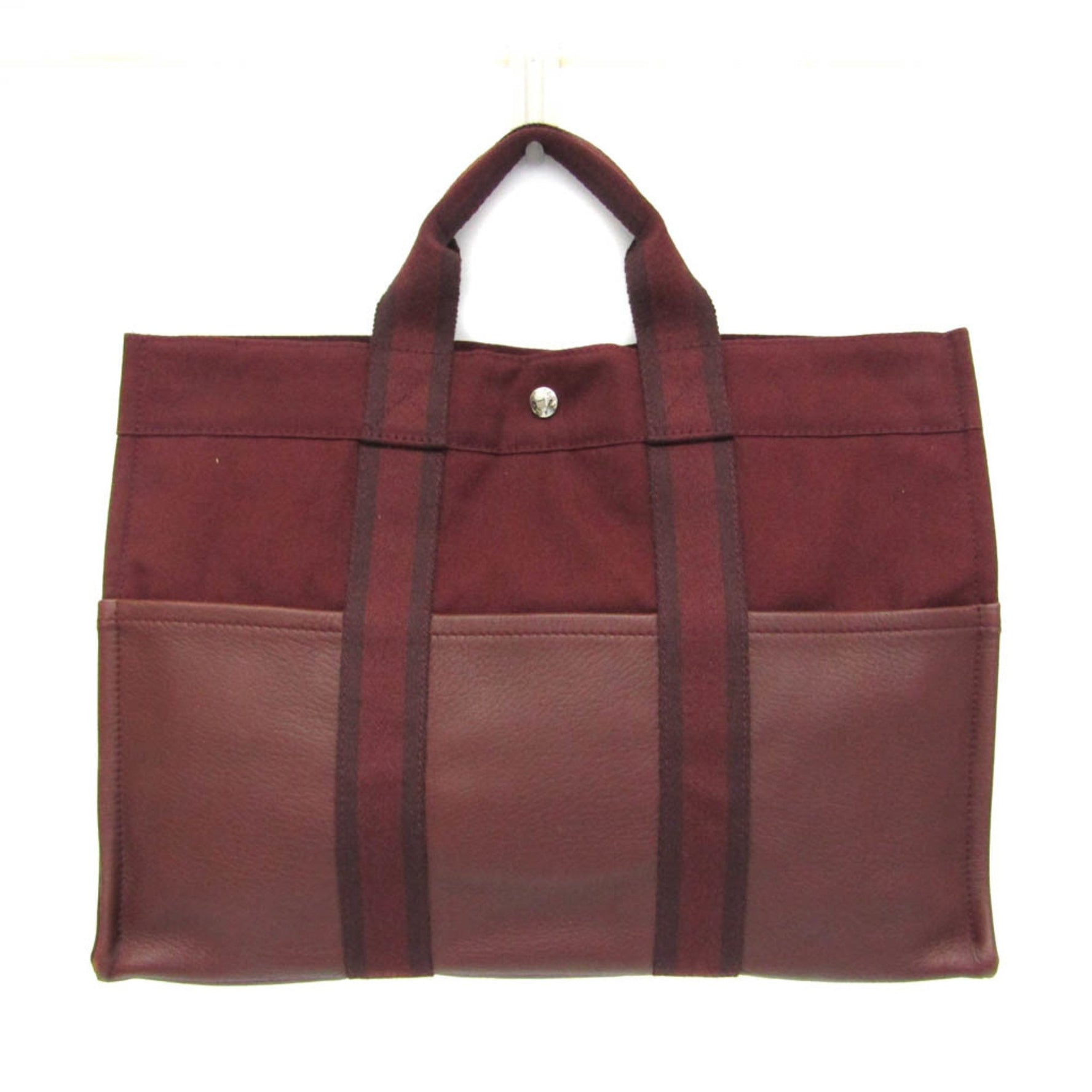 Hermes Fourre Tout MM Women,Men Cotton Canvas,Leather Tote Bag