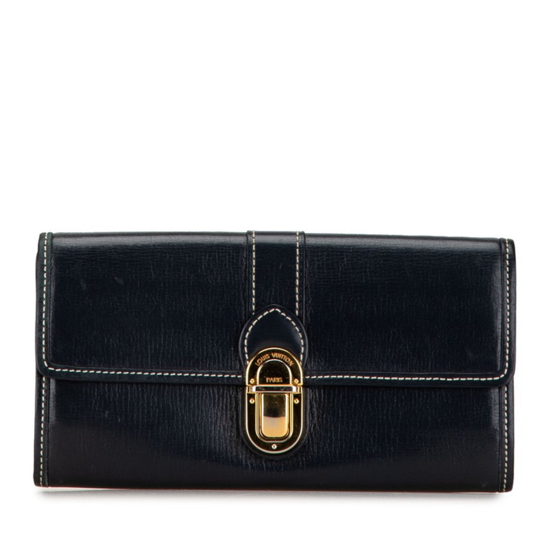 Louis Vuitton Utah Portefeuille Sarah Cuir Long Wallet Ankle Navy Leather