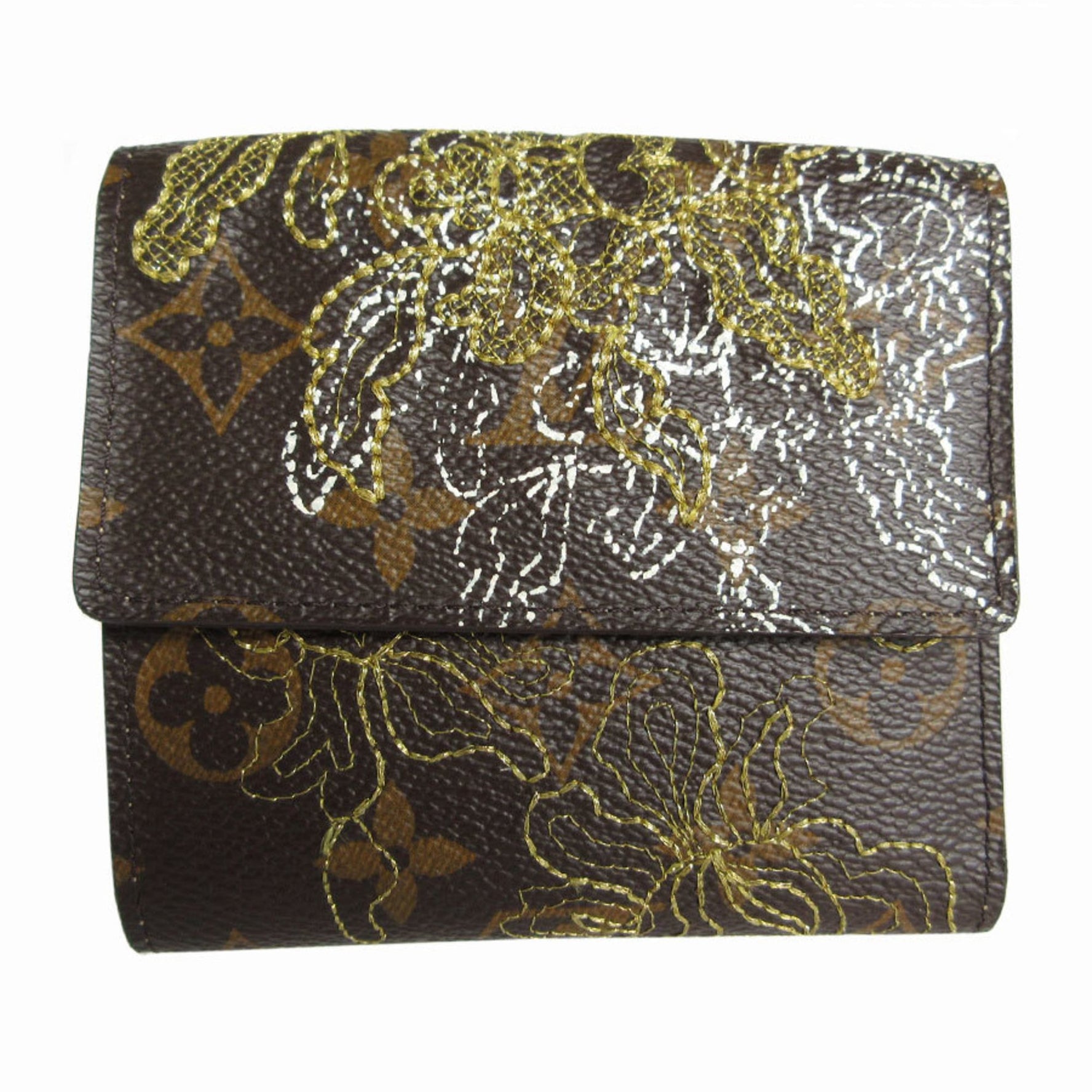 Louis Vuitton Tri-fold Wallet Monogram Danteel Portefeuille Elise Canvas Brown
