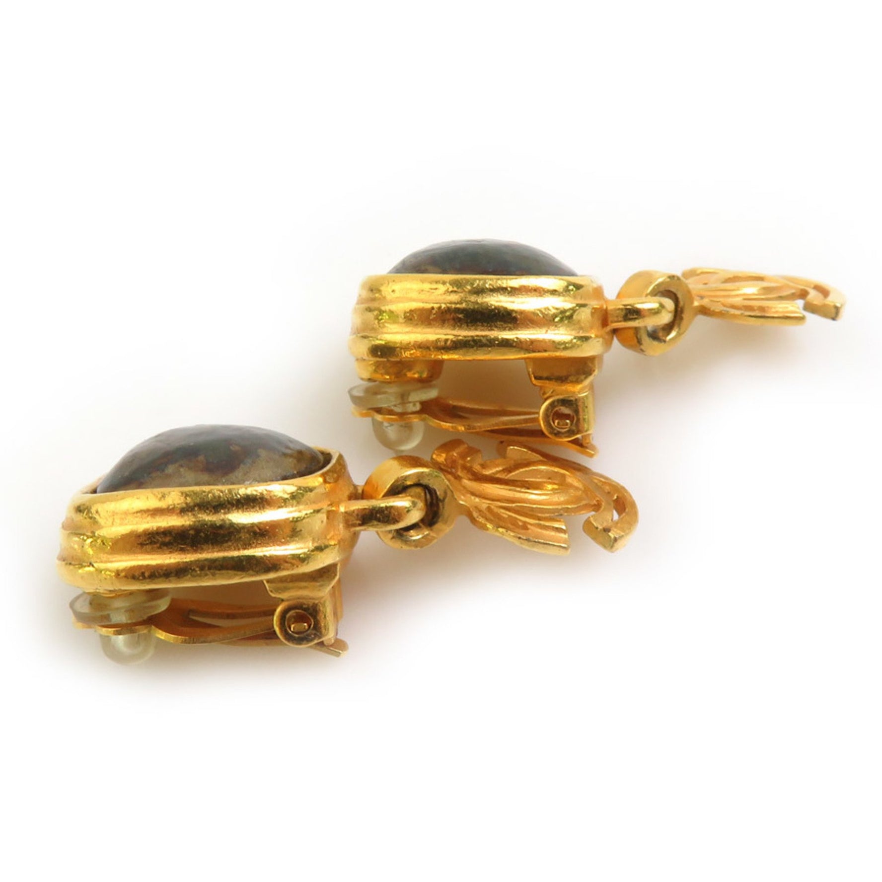 CHANEL Earrings Coco Mark Metal Stone