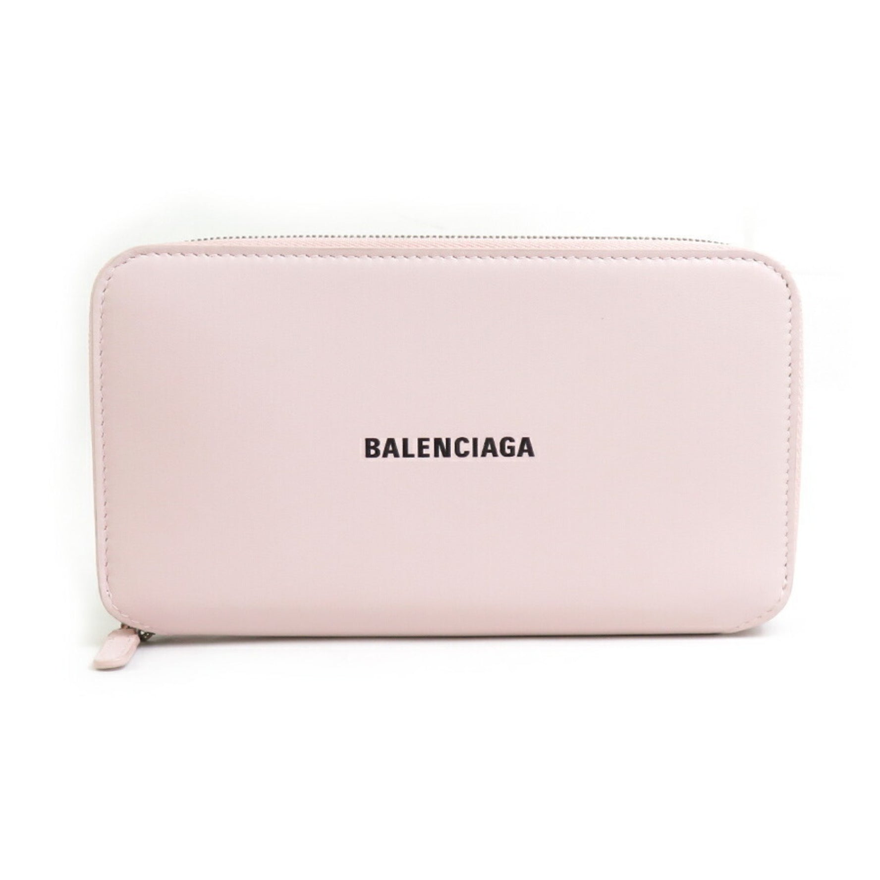 BALENCIAGA Round Long Wallet Leather Light Pink Men's