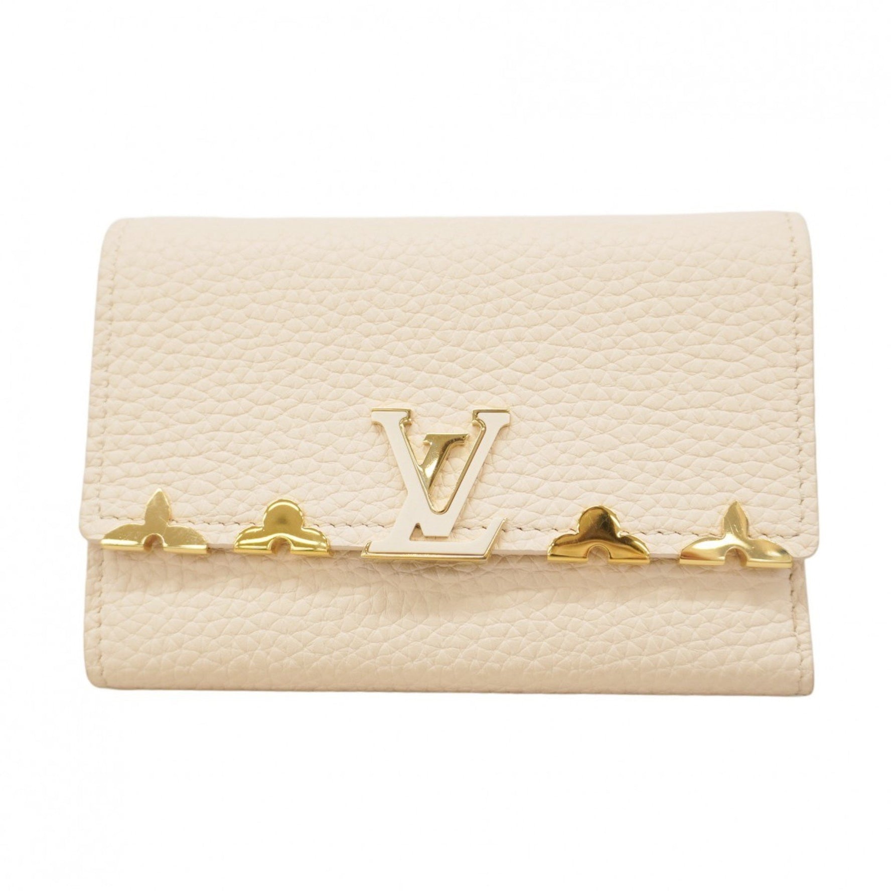 Louis Vuitton Tri-fold Wallet, Taurillon, Portefeuille Capucines Compact, Quartz