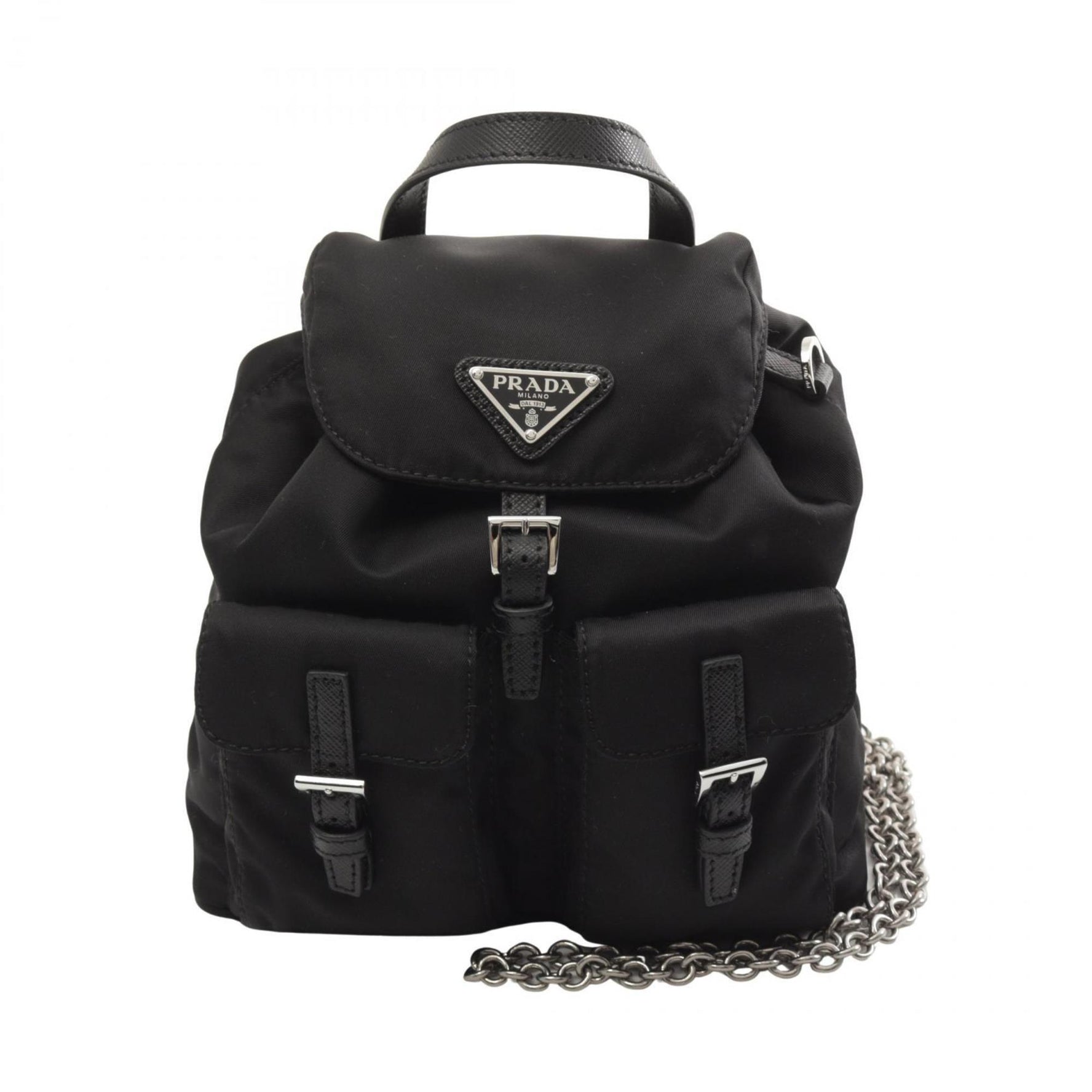 PRADA Re-Nylon Shoulder Bag, Nylon, Saffiano Leather, Women's, Black, 1BH029RV44F0002