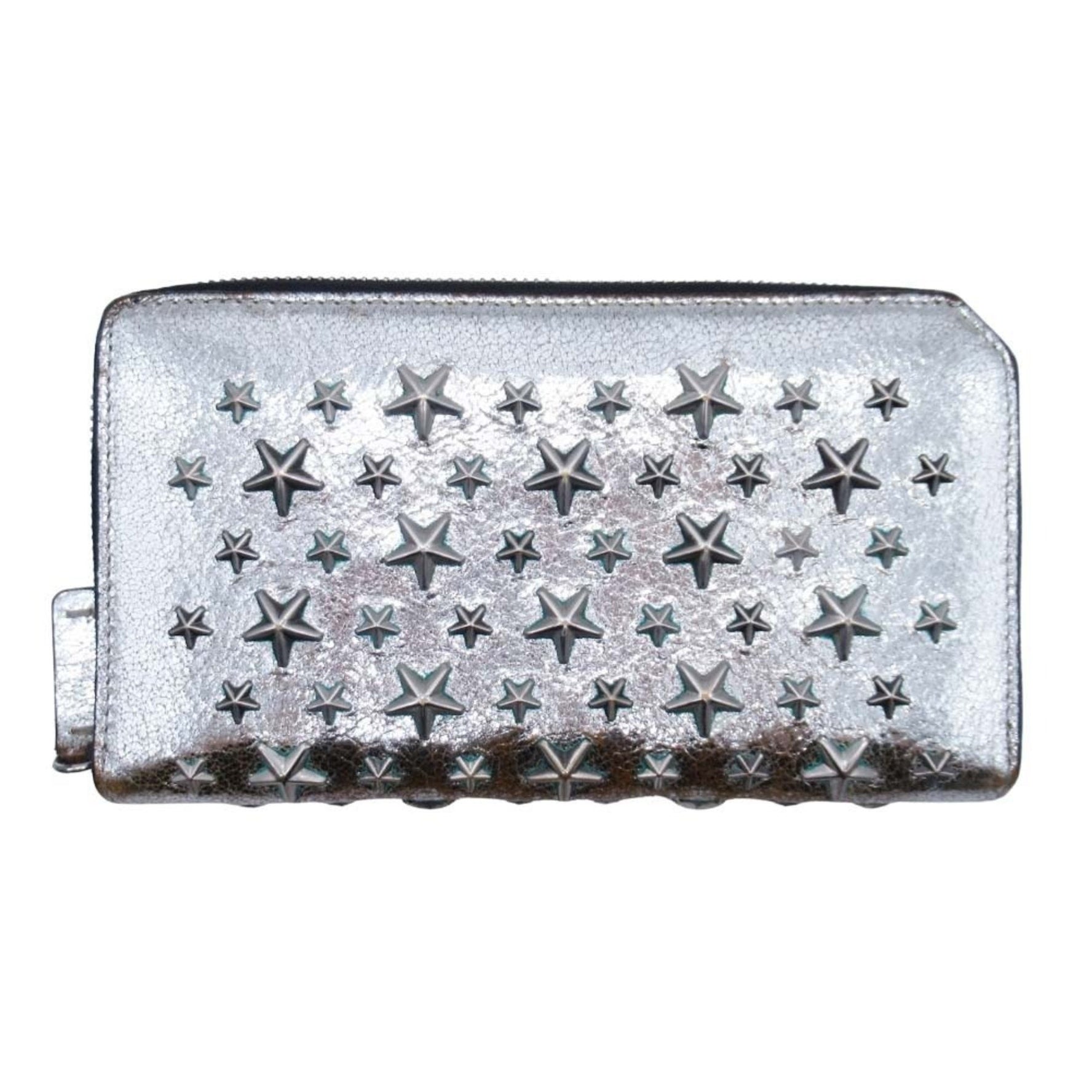 Jimmy Choo FILIPA Star Stud Long Wallet with Coin Purse, Metallic Silver