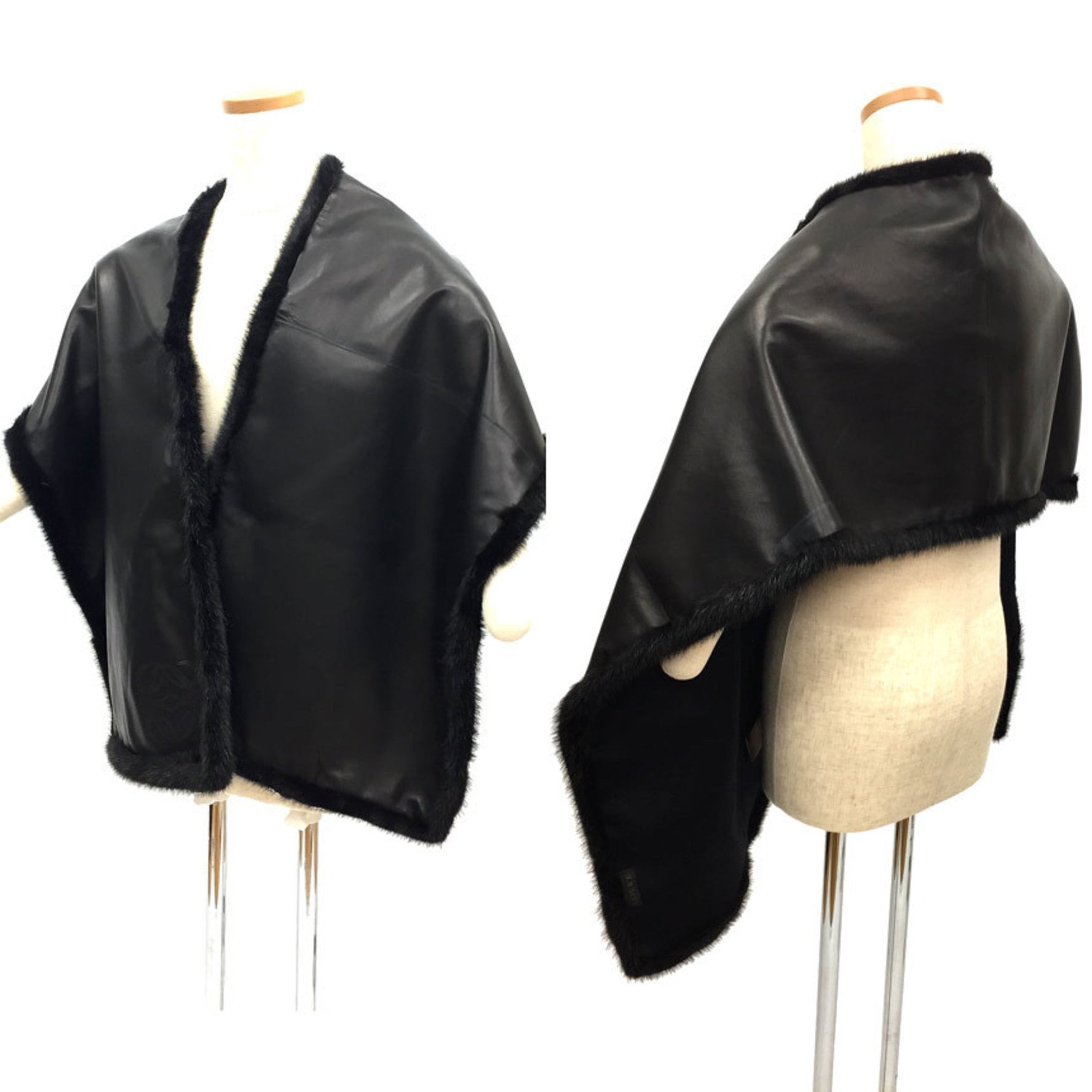 LOEWE Leather Muffler Stole Lambskin Cashmere Mink