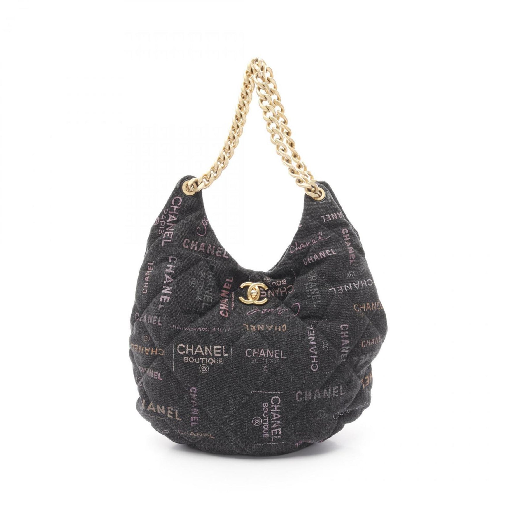 CHANEL Matelasse Hobo Shoulder Bag Denim Black Multicolor