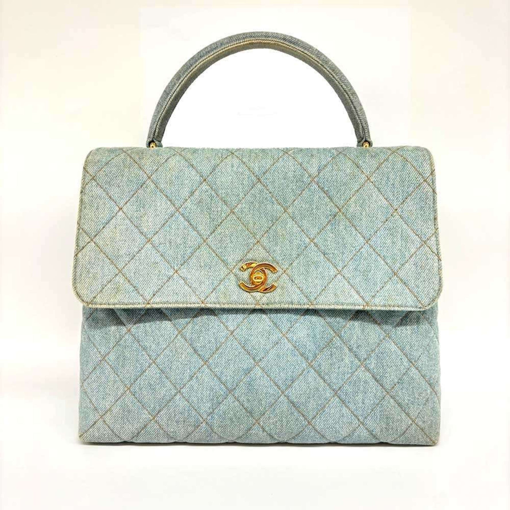 Chanel handbag denim stitching coco mark indigo blue