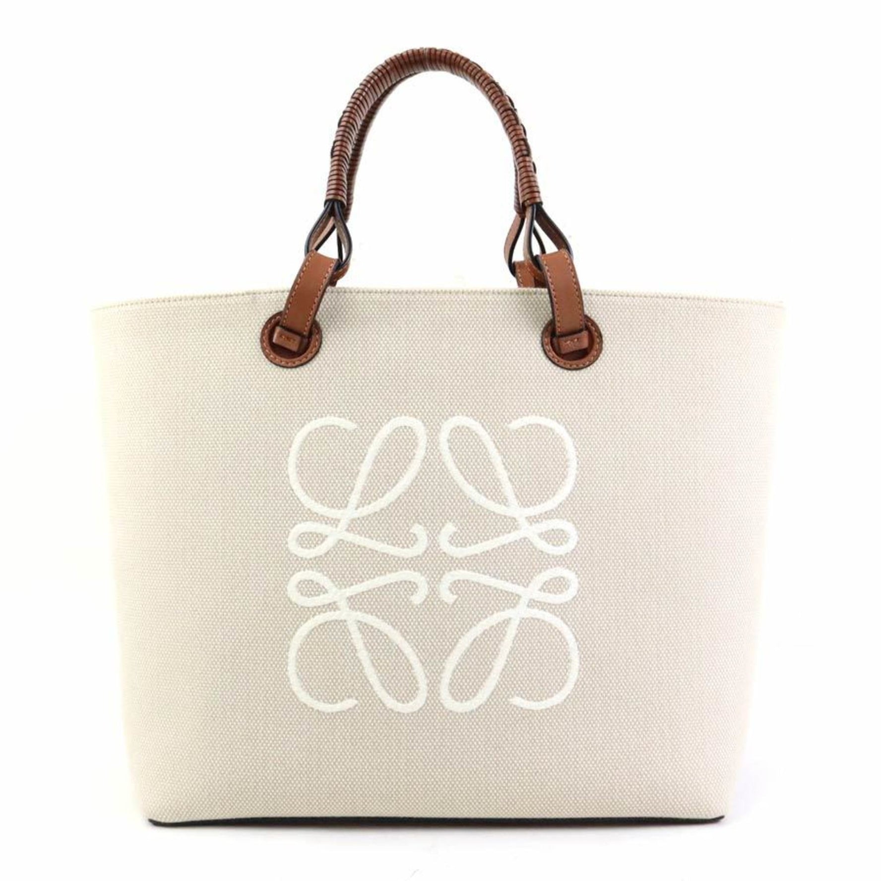 LOEWE handbag shoulder bag Anagram canvas leather beige brown ladies