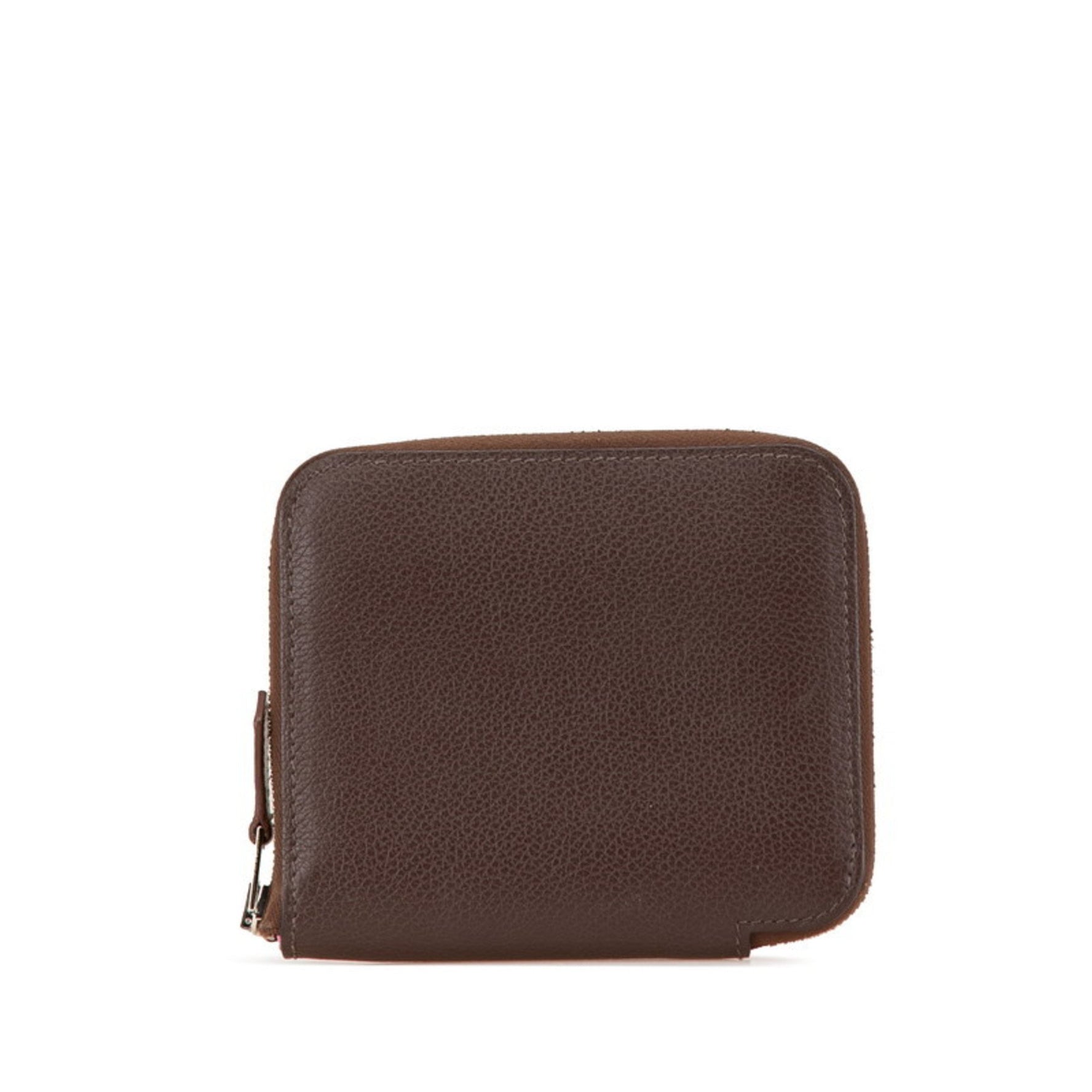 Hermes Hermès Azap Silkin Compact Zip-Around Bifold Wallet in Mocha and Evercolor