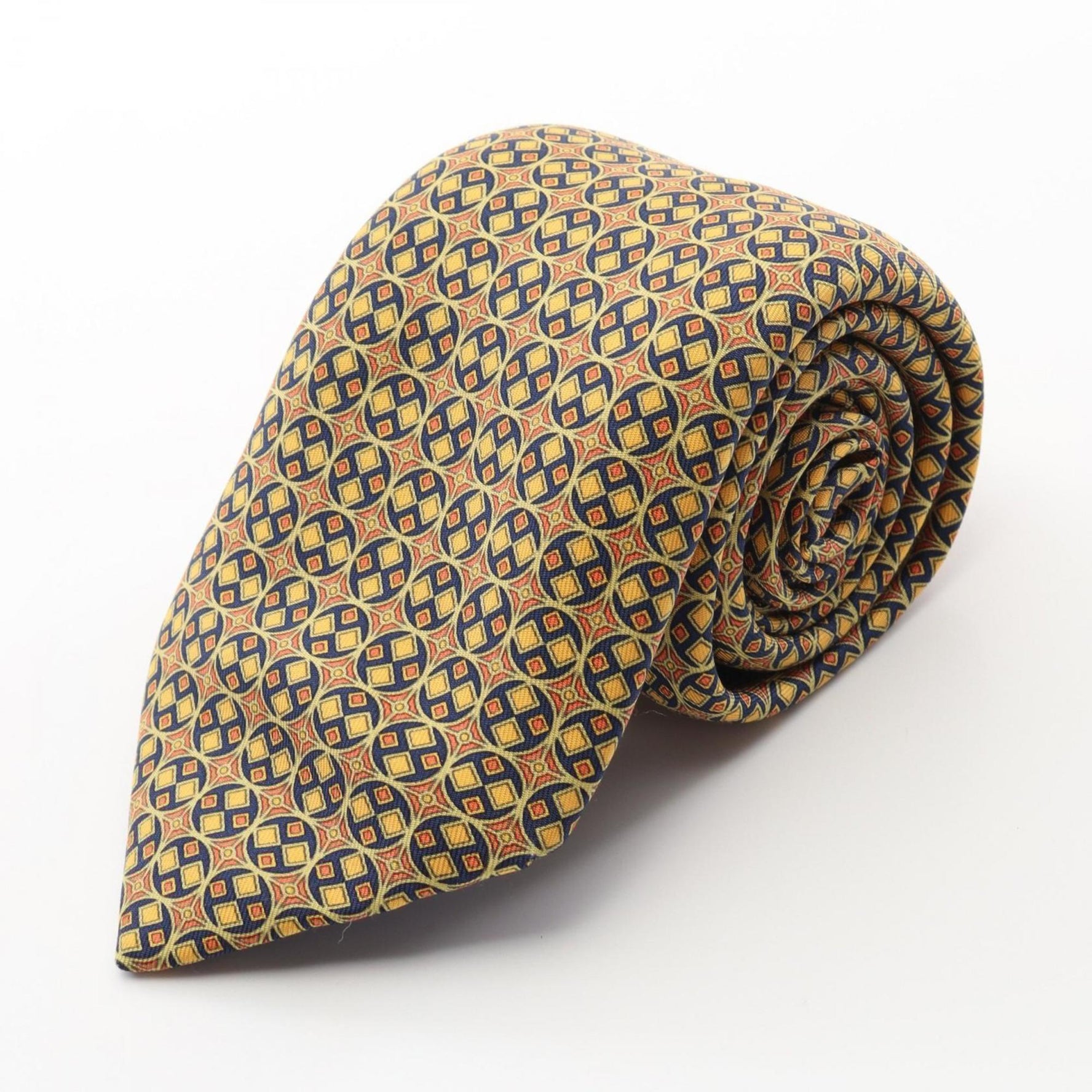 Hermes Necktie Clothing Silk Yellow Multicolor