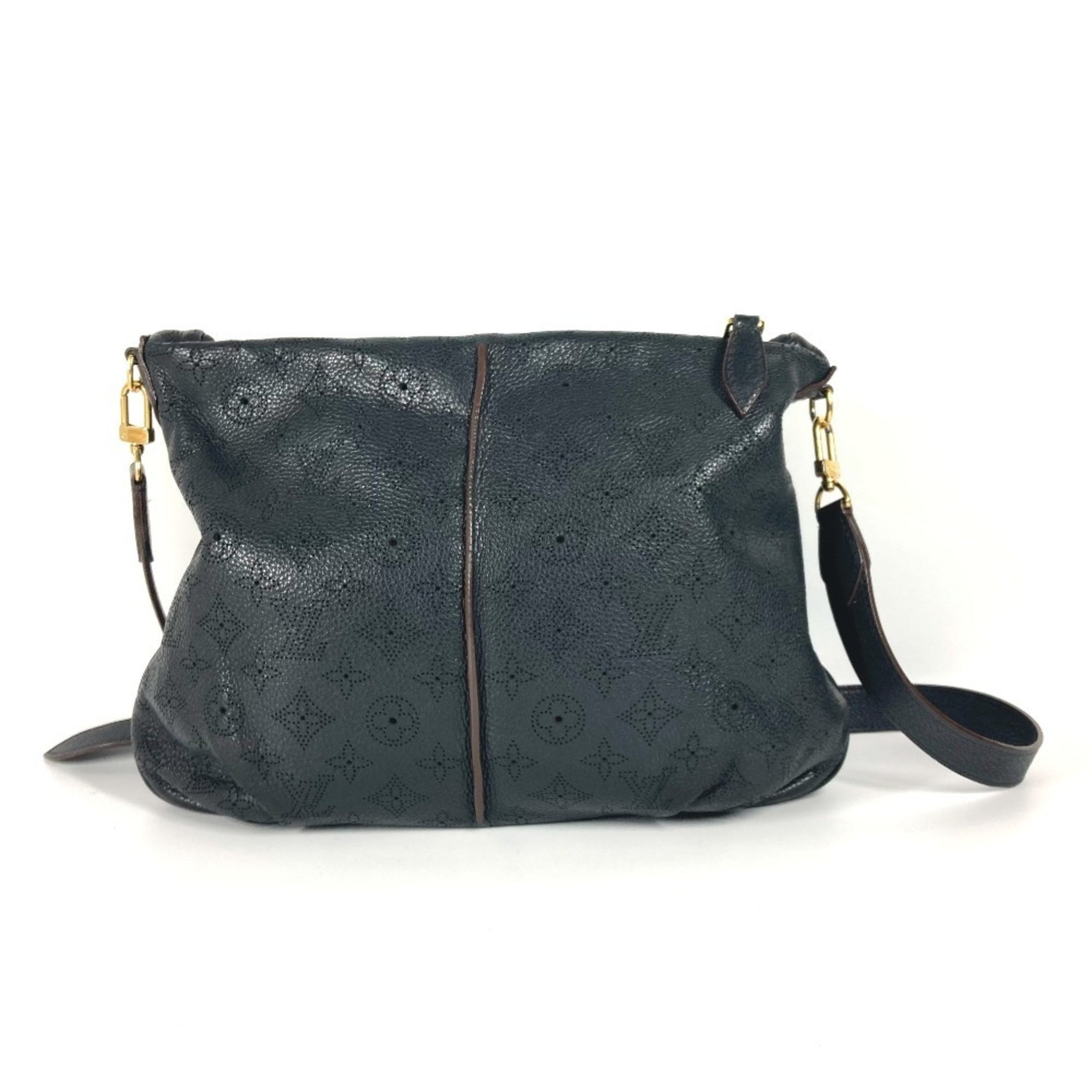 Louis Vuitton Monogram Mahina Selene MM Bag Crossbody Shoulder Leather Noir