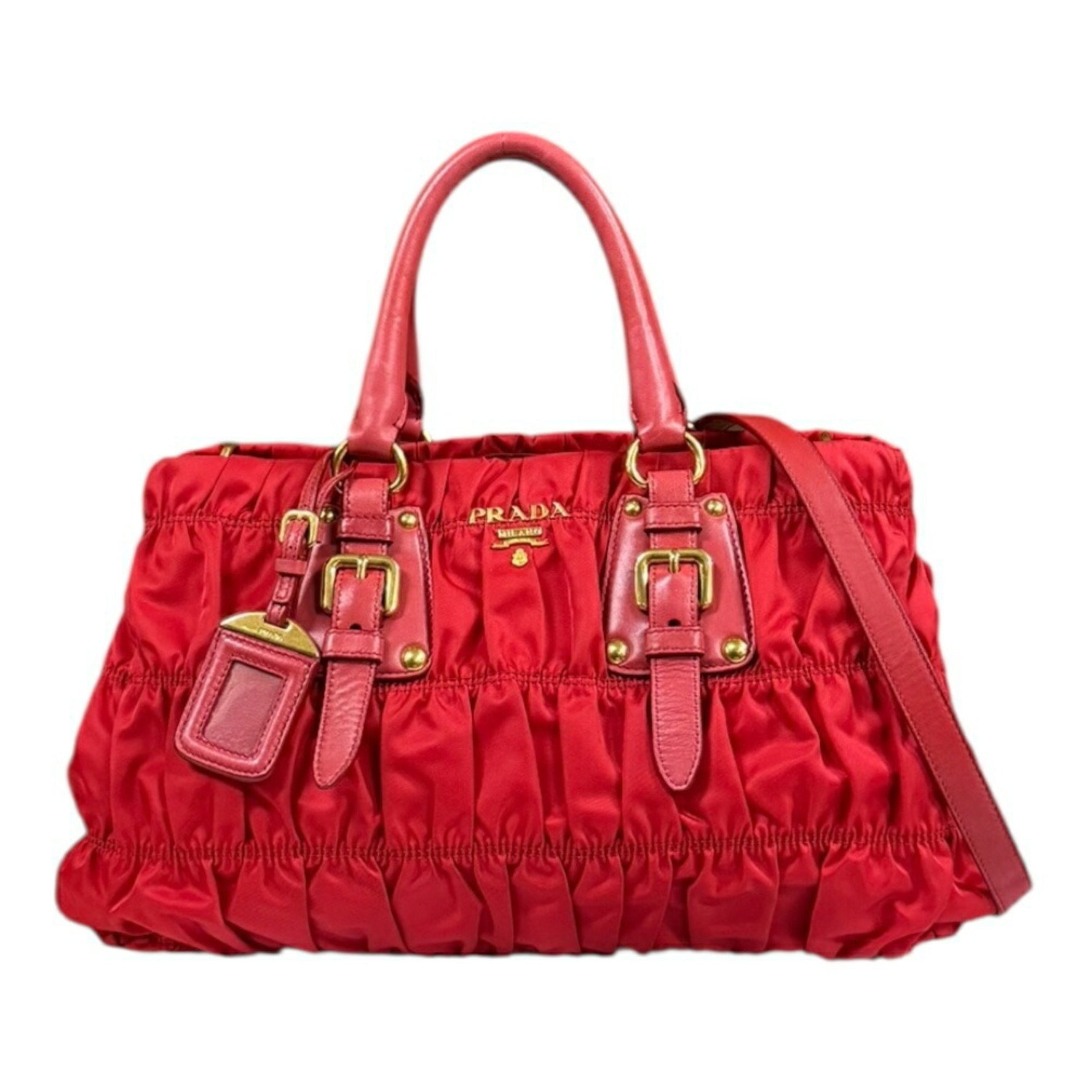 Prada Nylon Shoulder Bag BN2346 Red Women's PRADA 2-Way