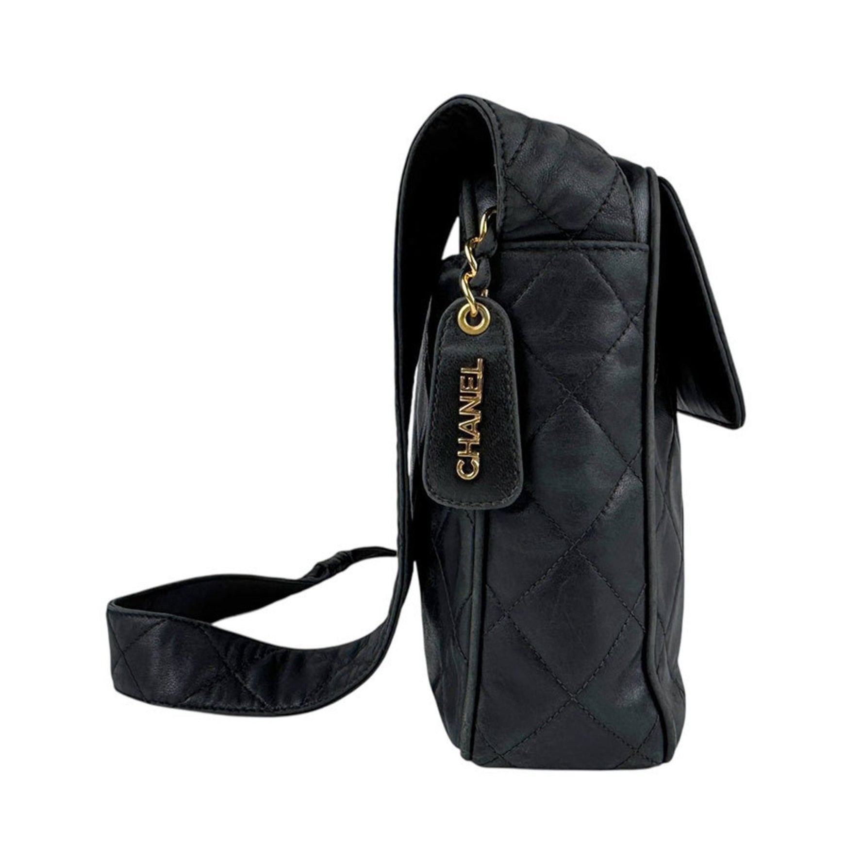 CHANEL Shoulder Bag Lambskin Gold