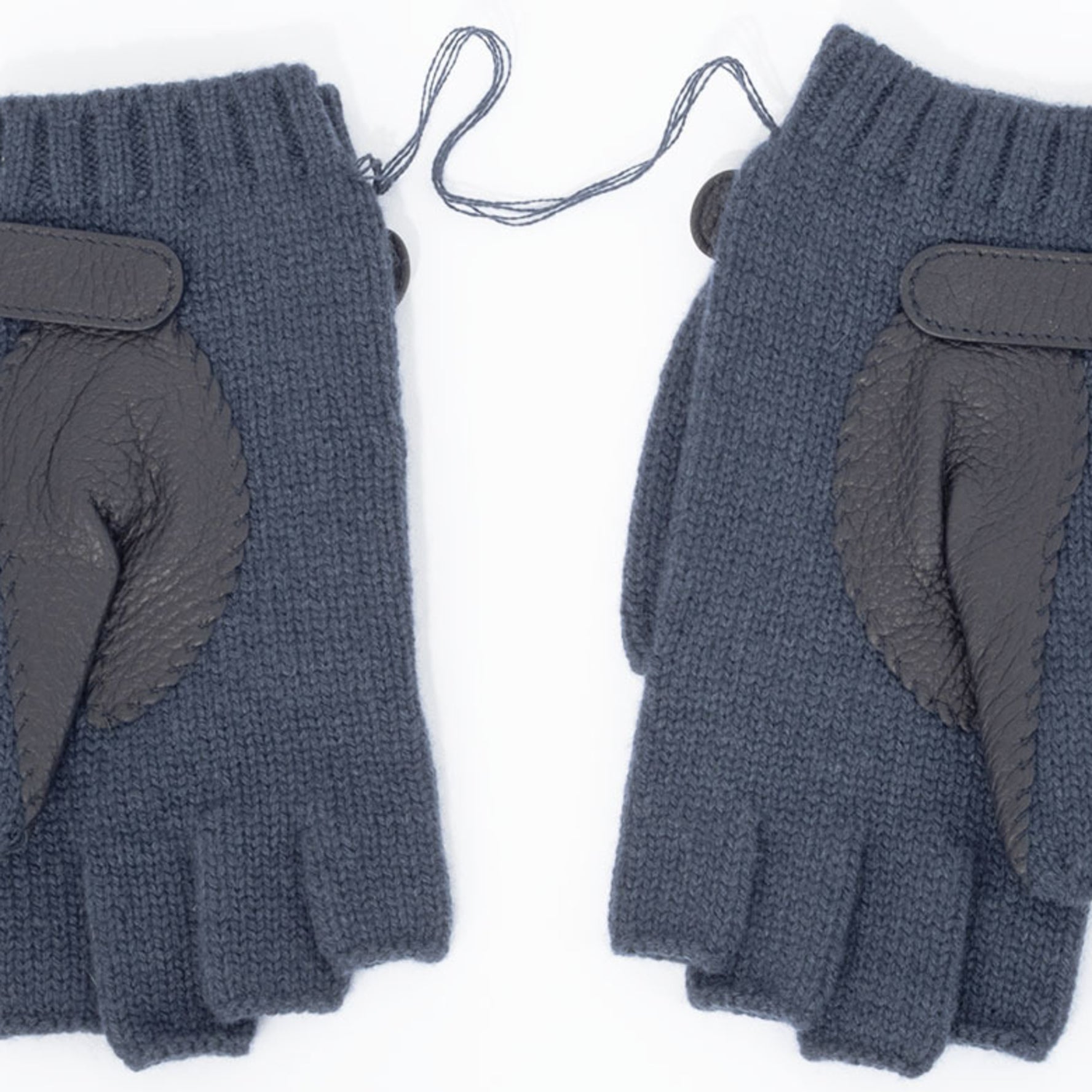 Hermes Lionel Fingerless Cashmere Blue Noir L Mittens