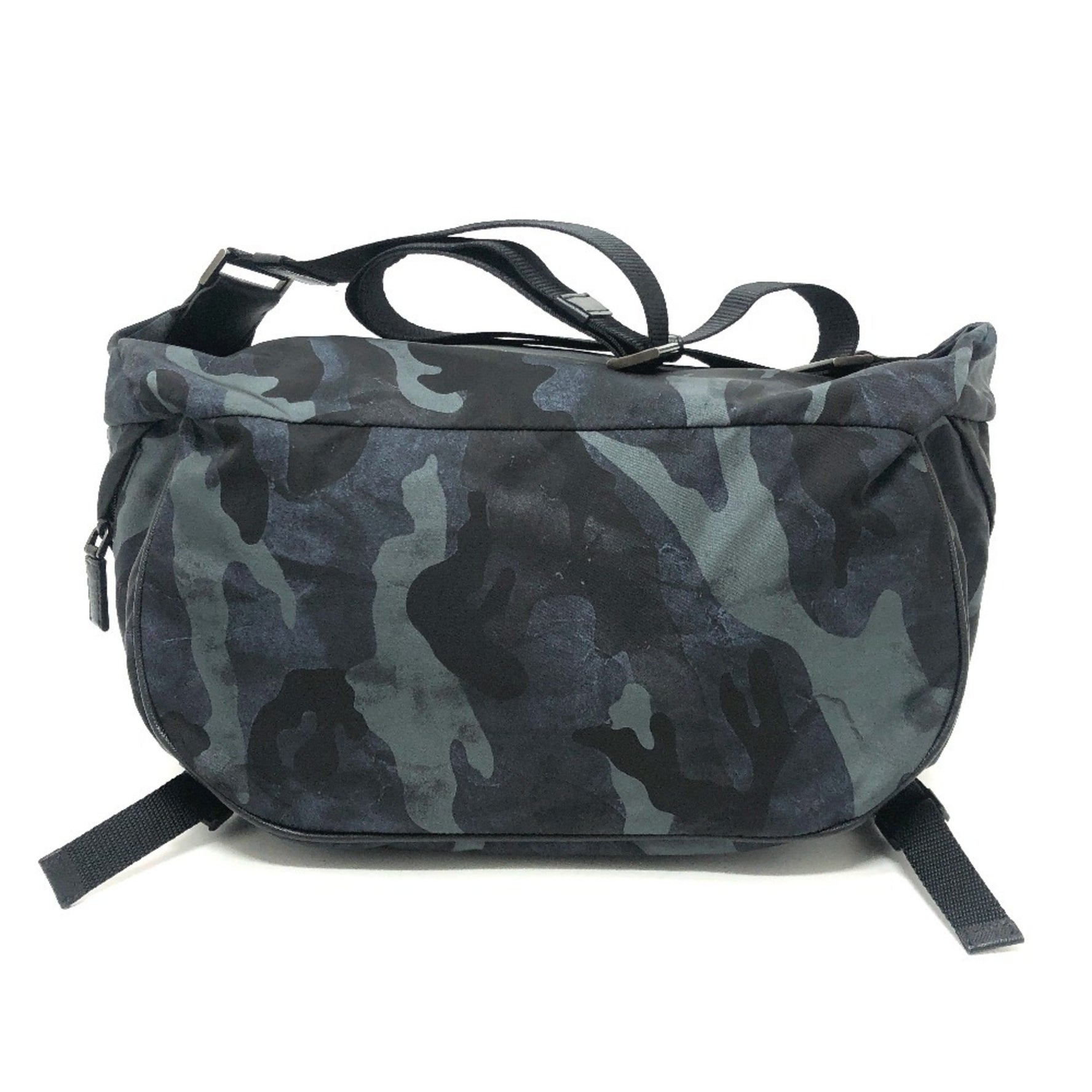 PRADA Triangle Logo Camouflage Crossbody Bag, Shoulder Body Nylon, Men's, Blue