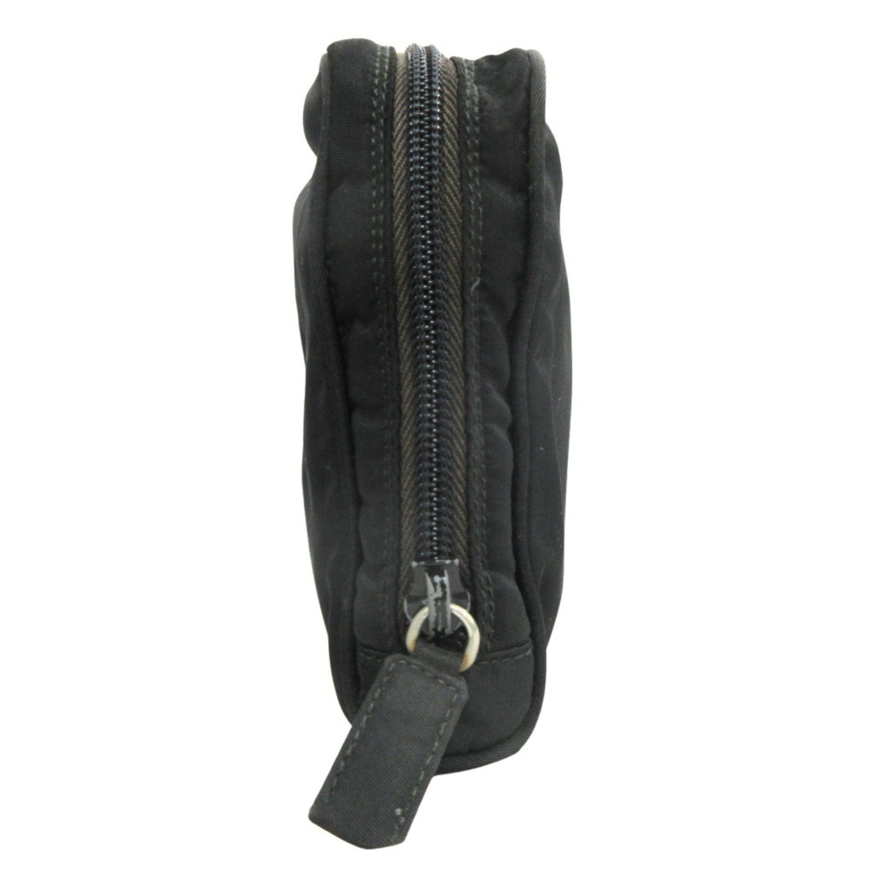 PRADA Triangle Logo Nylon Pouch Bag Makeup Small Item Case Black Men's Women's